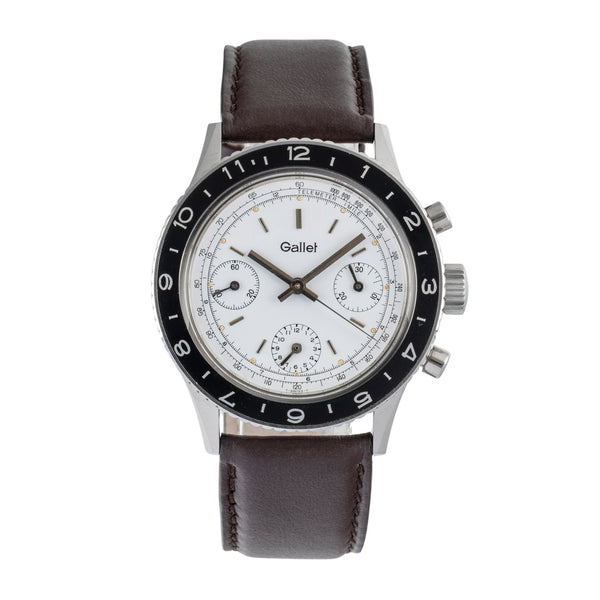 Gallet Multichron Pilot chronograph steel manual winding men's watch Vintage  [2603518]