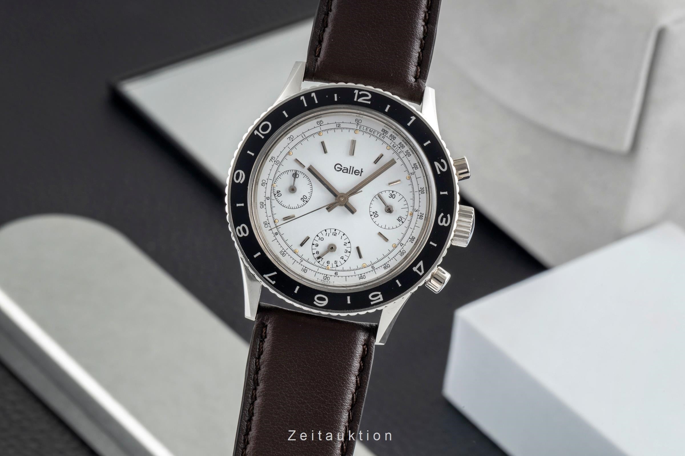 Gallet Multichron Pilot chronograph steel manual winding men's watch Vintage  [2603518]