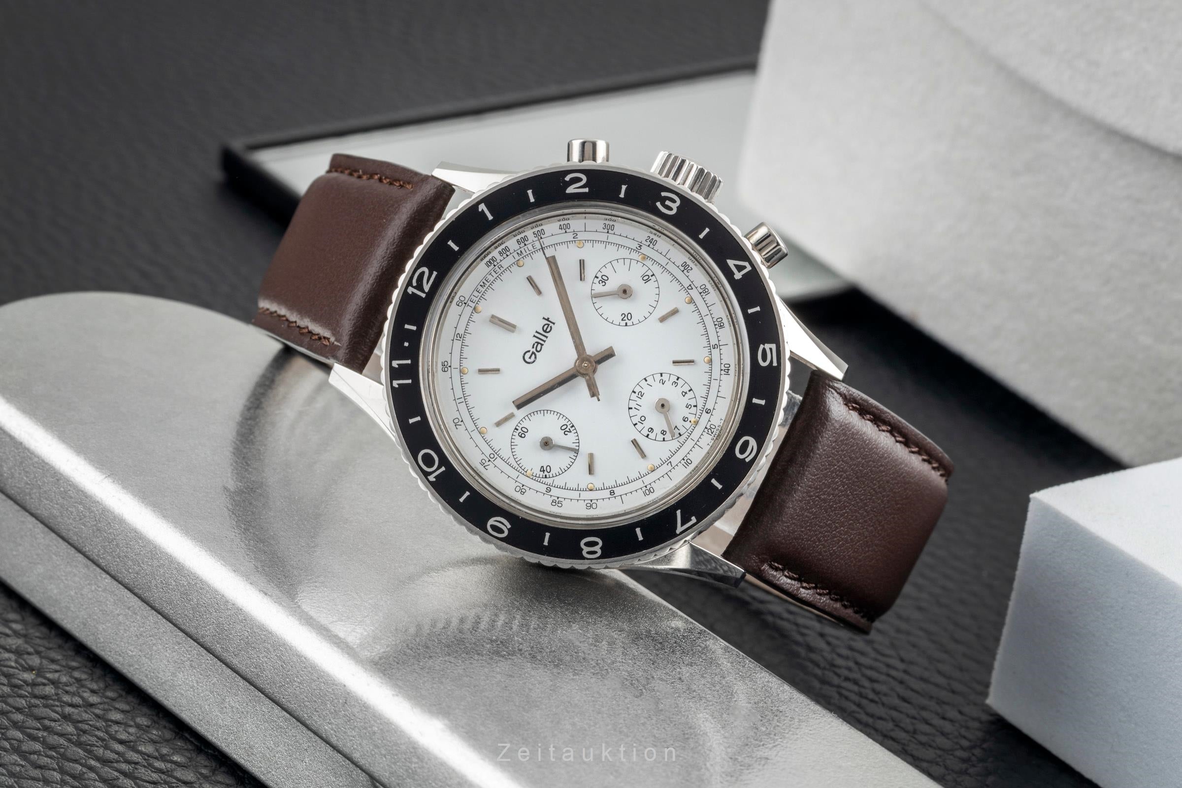 Gallet Multichron Pilot chronograph steel manual winding men's watch Vintage  [2603518]