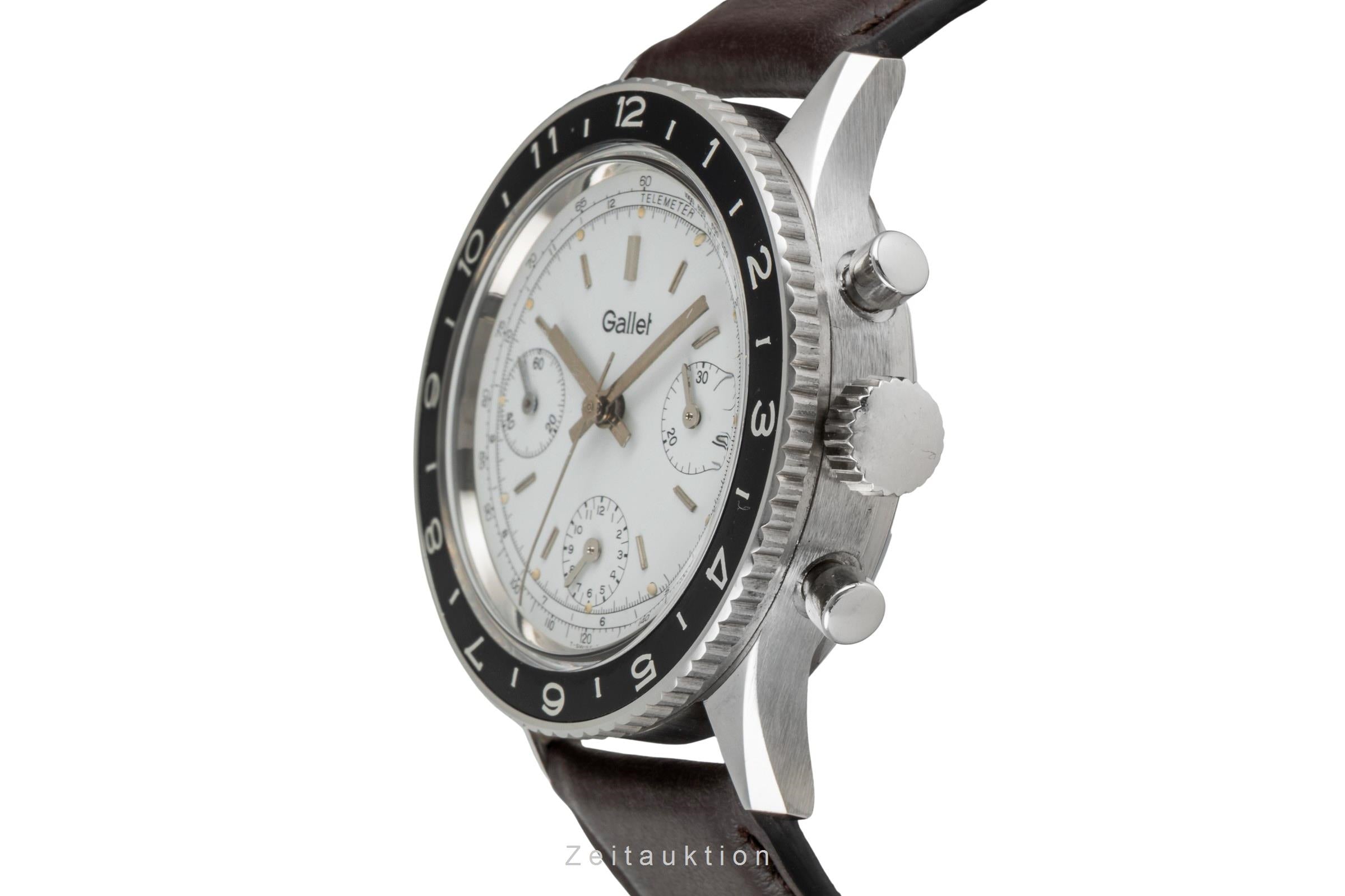 Gallet Multichron Pilot chronograph steel manual winding men's watch Vintage  [2603518]