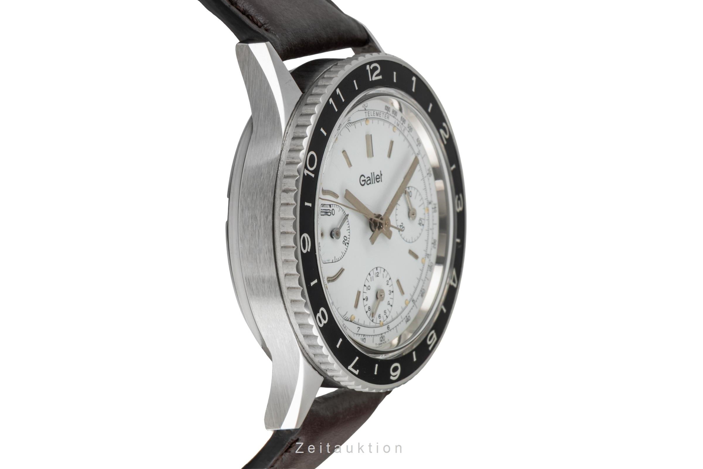 Gallet Multichron Pilot chronograph steel manual winding men's watch Vintage  [2603518]