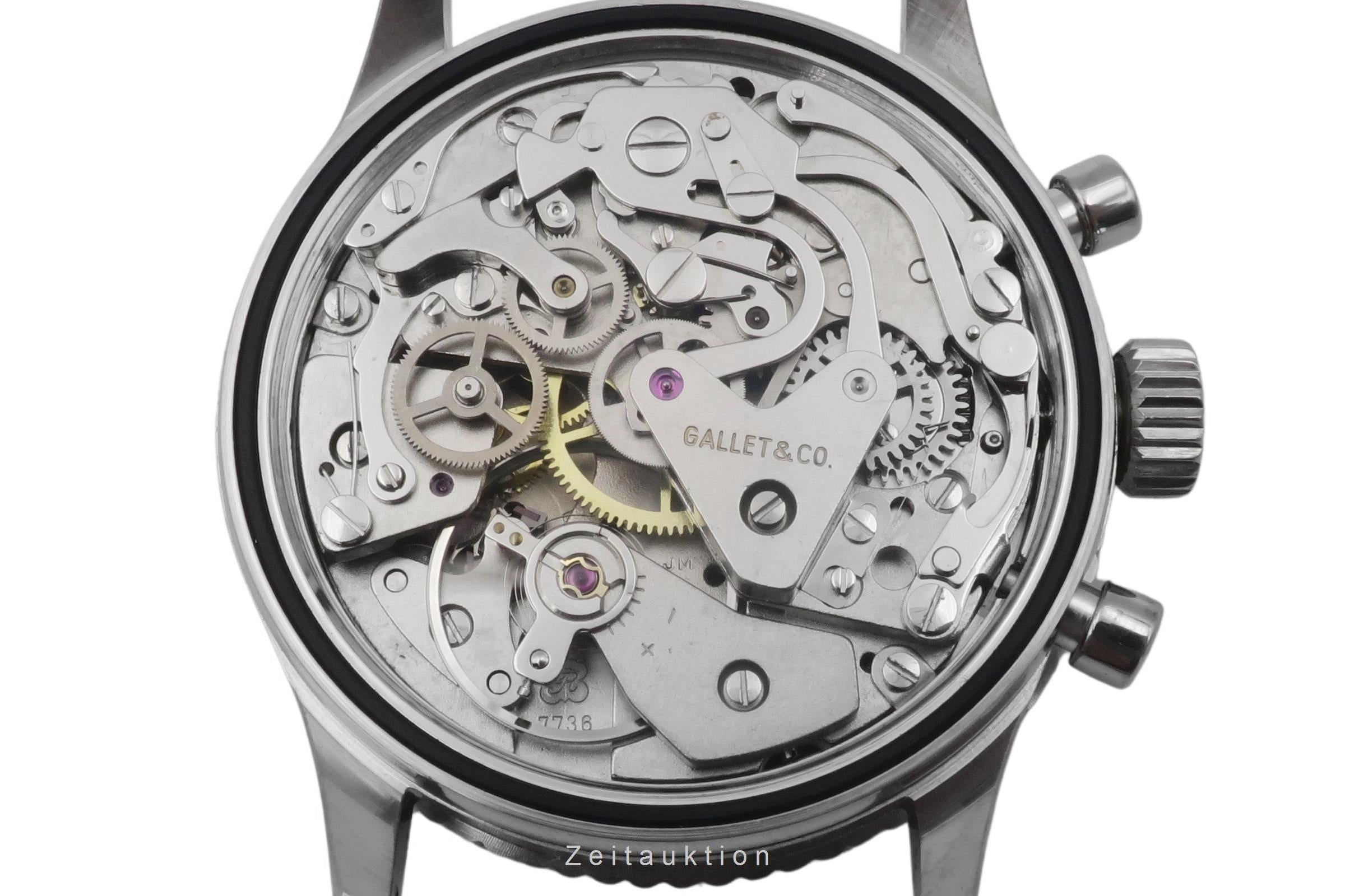 Gallet Multichron Pilot chronograph steel manual winding men's watch Vintage  [2603518]