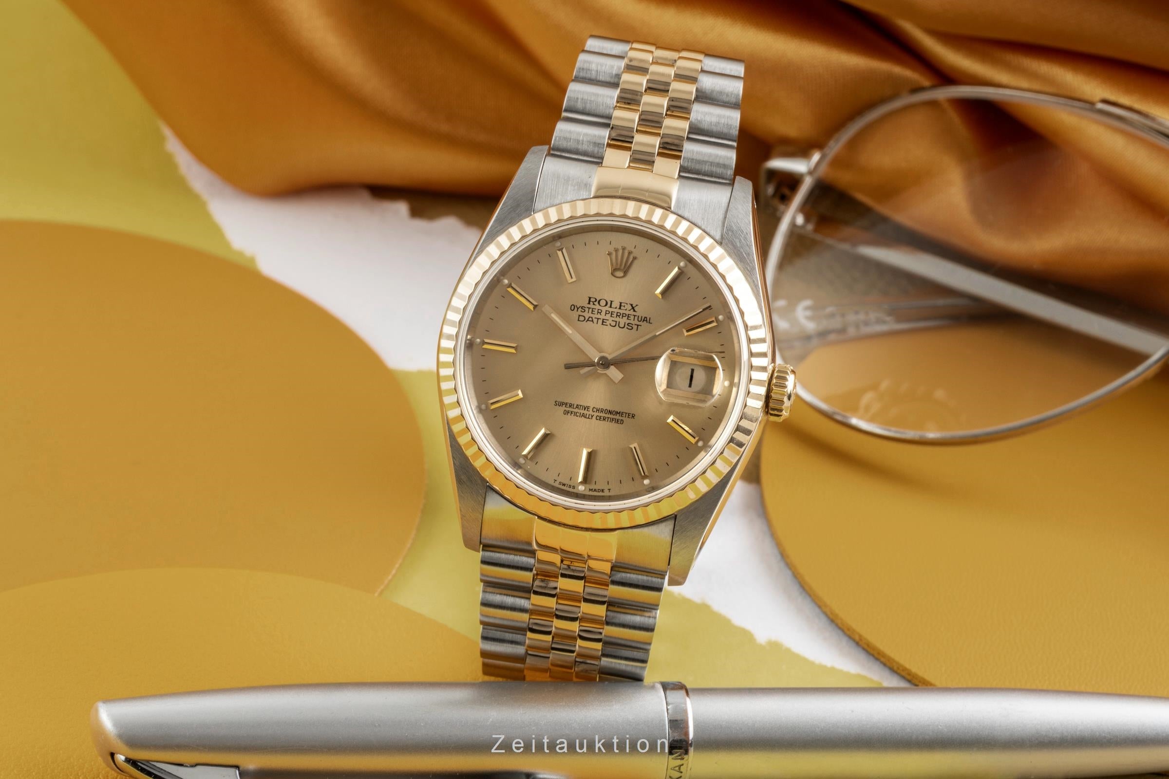 Rolex Datejust 36 Stahl / Gold  Automatik Herrenuhr Ref 16233 Box & Papiere 1990 [2603526]