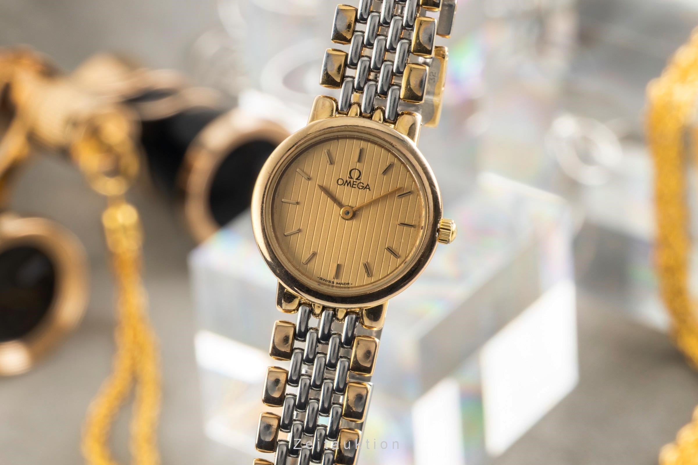 Omega De Ville gilt / steel quartz women's watch 795.0897.2  [2603541]