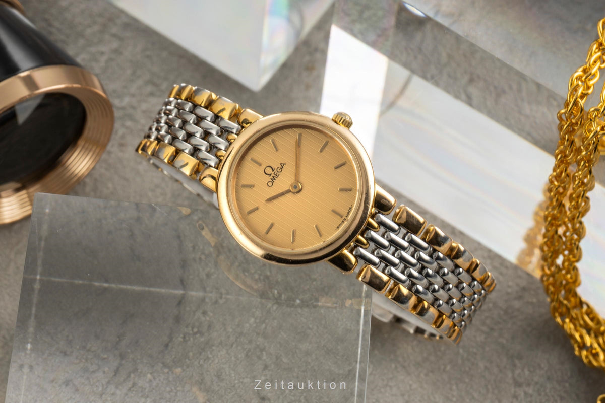 Omega De Ville gilt / steel quartz women's watch 795.0897.2  [2603541]