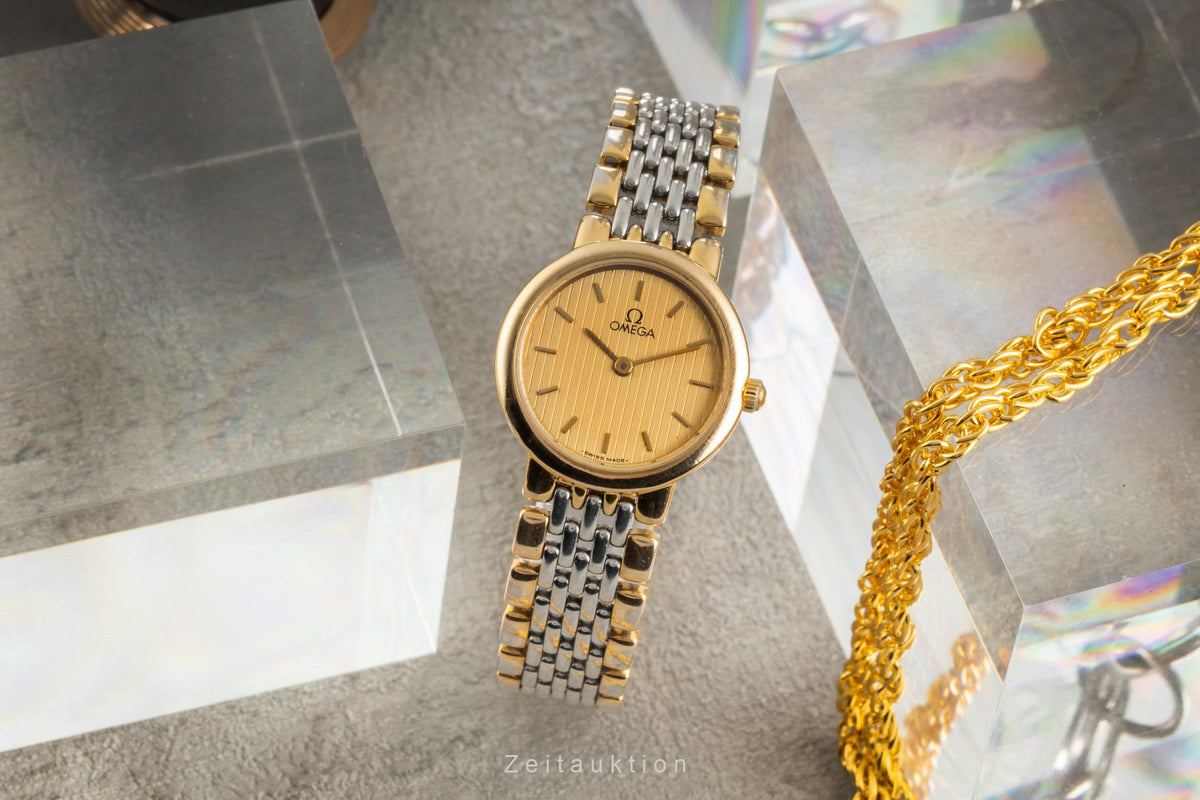 Omega De Ville gilt / steel quartz women's watch 795.0897.2  [2603541]