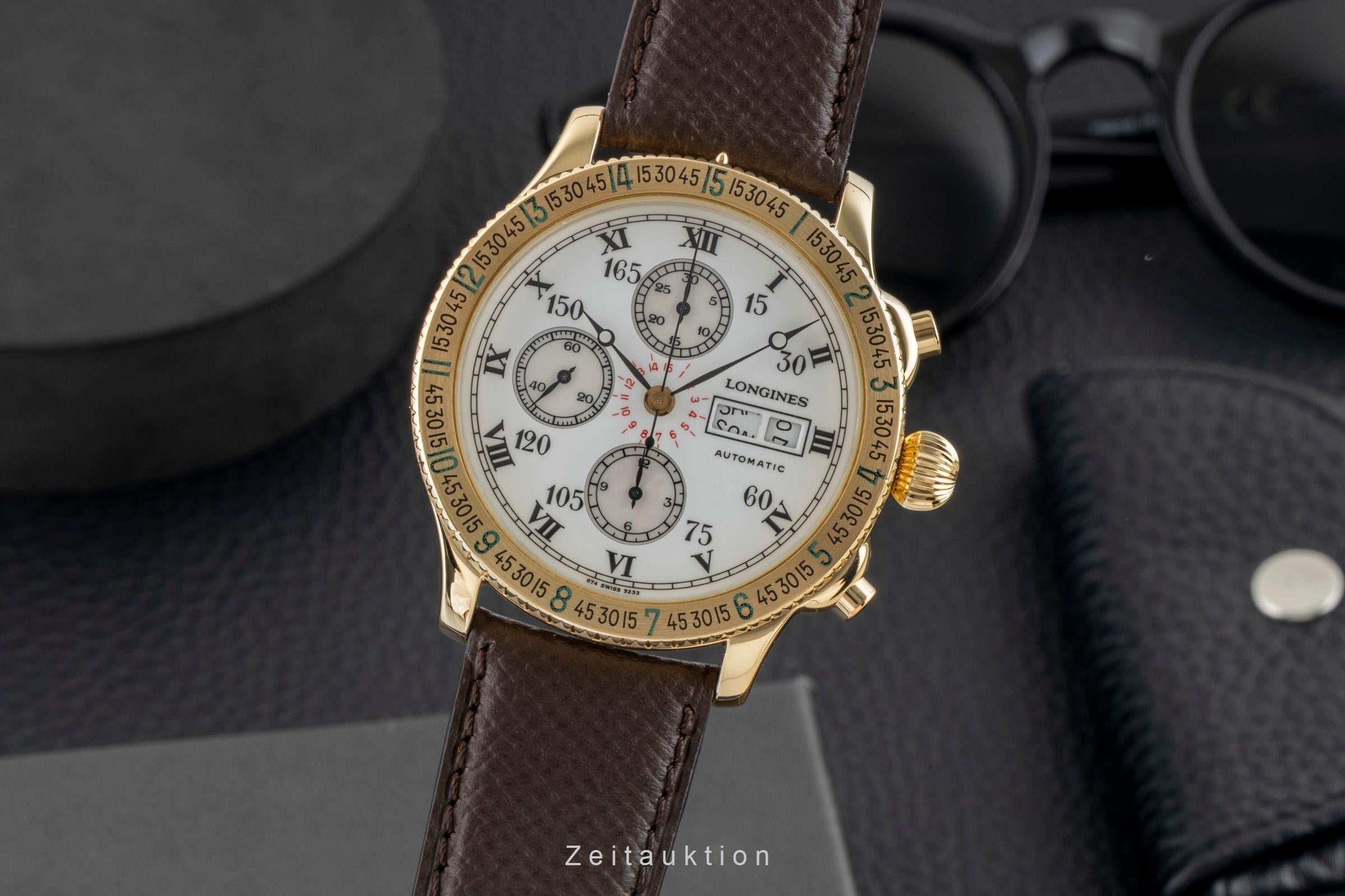 Longines Lindbergh chronograph 18 ct gold automatic men's watch L674.5.23.3  [2603550]