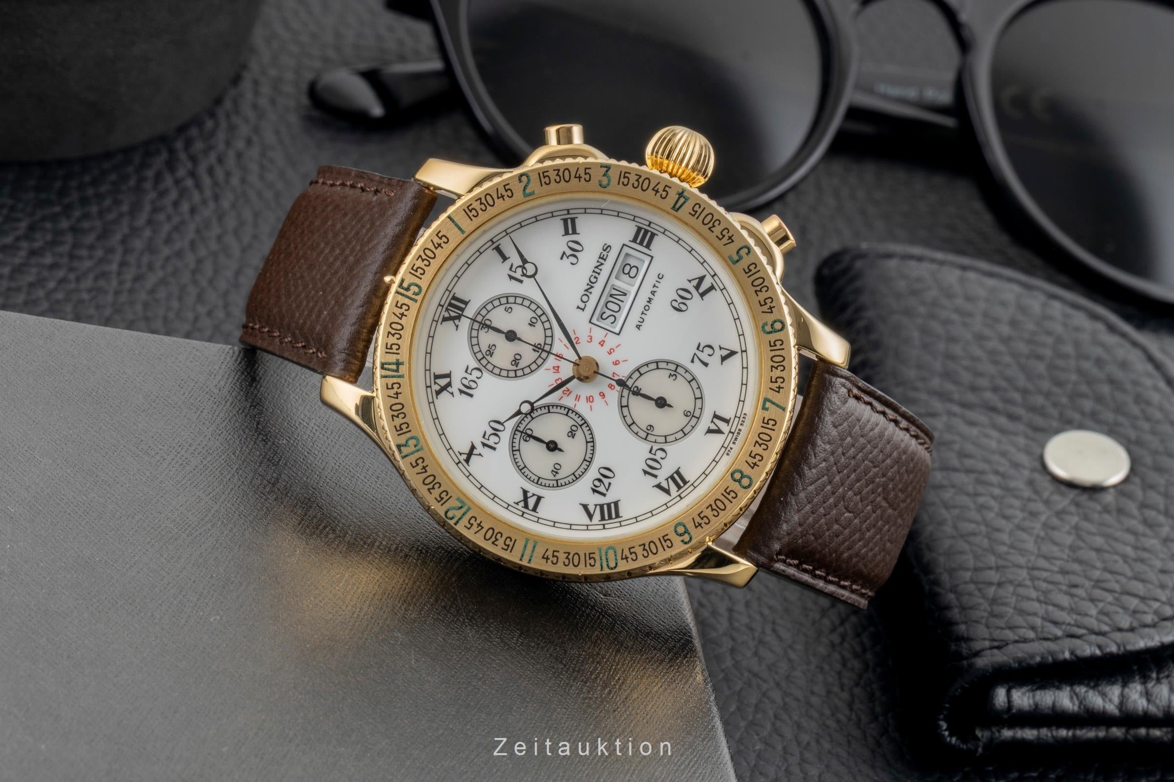 Longines Lindbergh chronograph 18 ct gold automatic men's watch L674.5.23.3  [2603550]