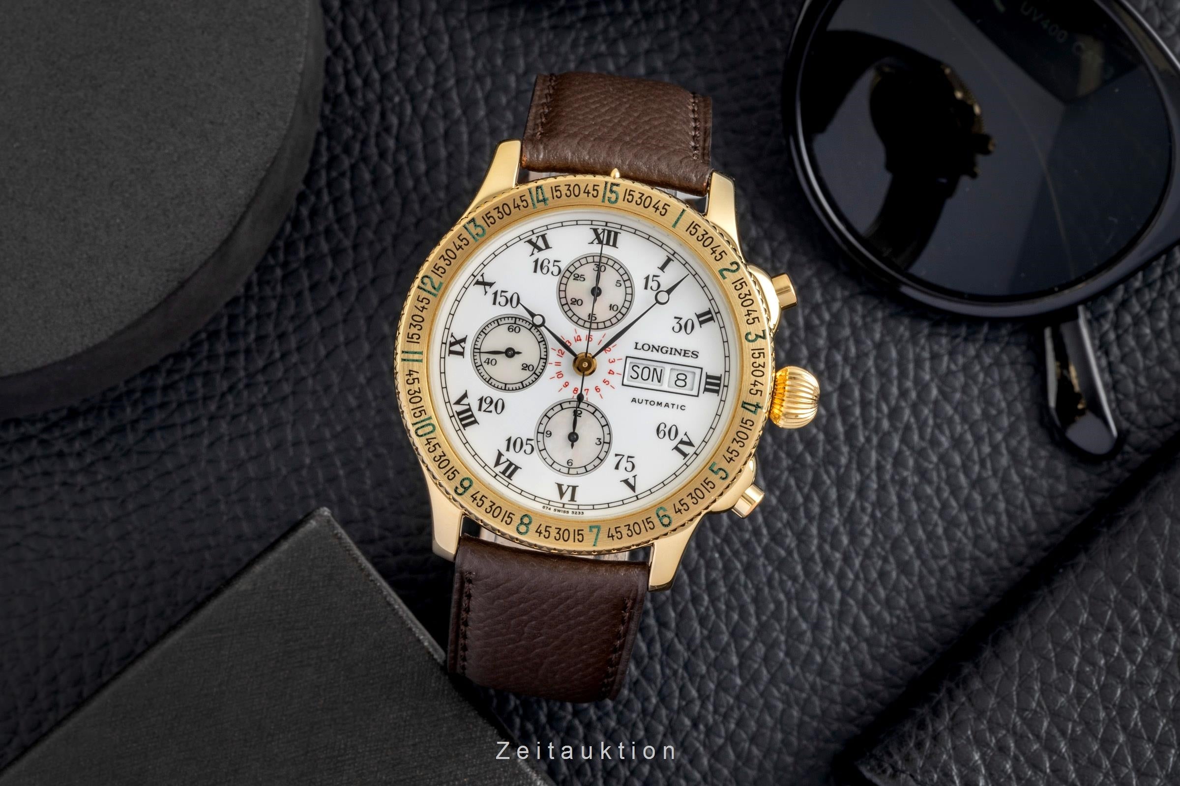 Longines Lindbergh chronograph 18 ct gold automatic men's watch L674.5.23.3  [2603550]