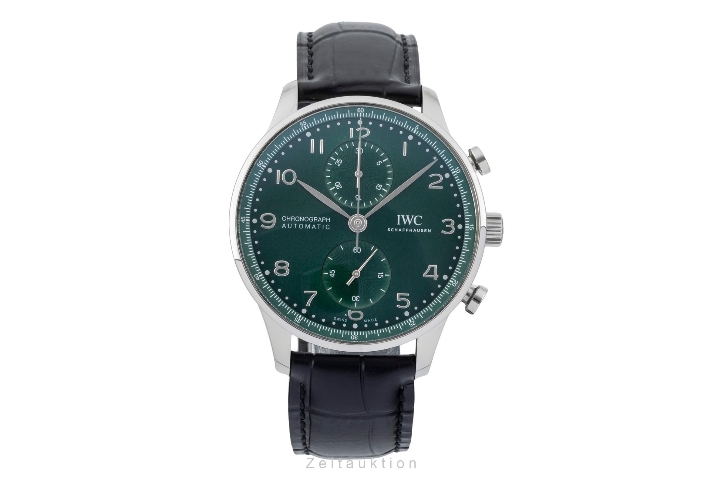 IWC Portugieser Chronograph Green Dial Stahl Automatik Herrenuhr Ref. IW371615  [2603565]