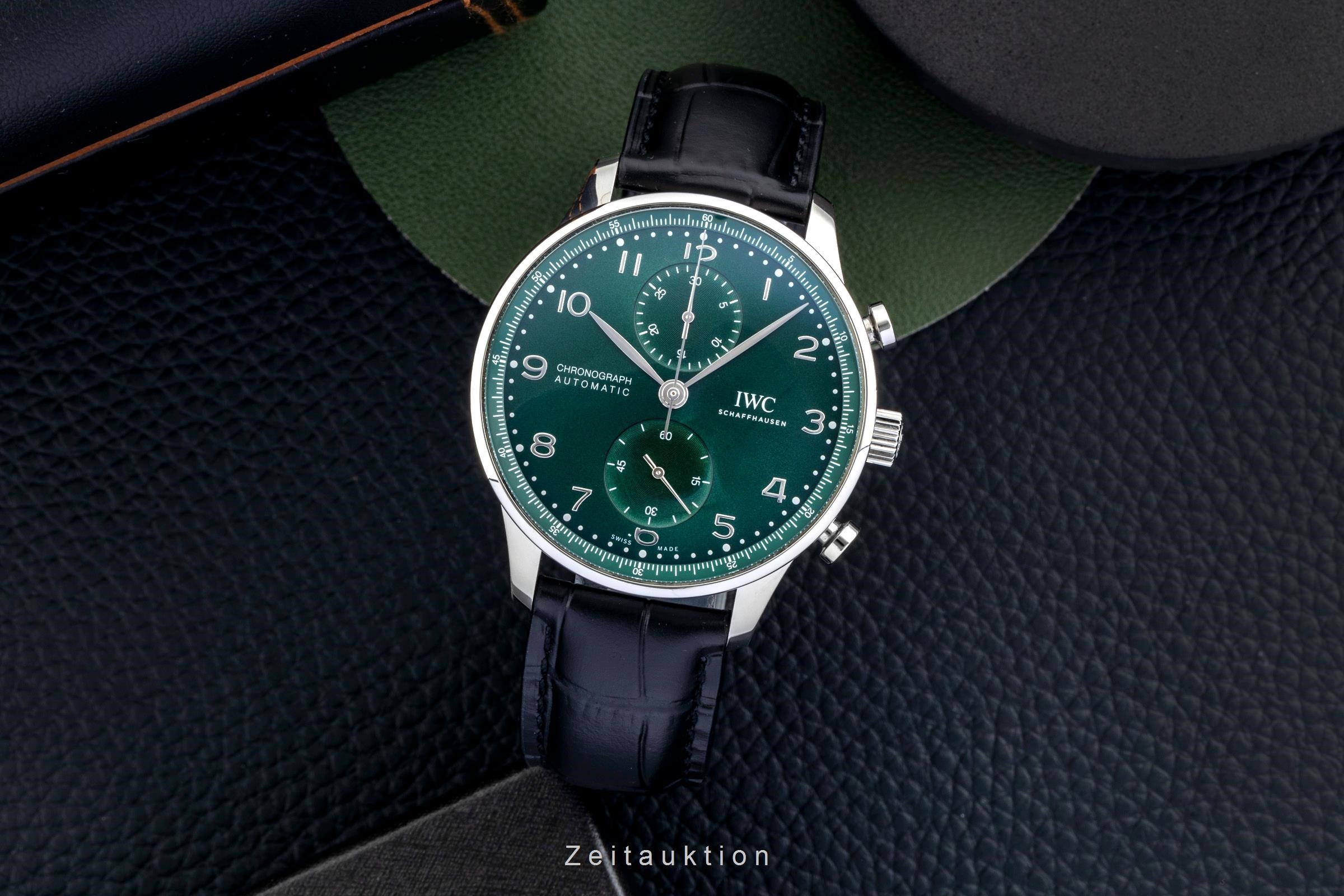 IWC Portugieser Chronograph Green Dial Stahl Automatik Herrenuhr Ref. IW371615  [2603565]