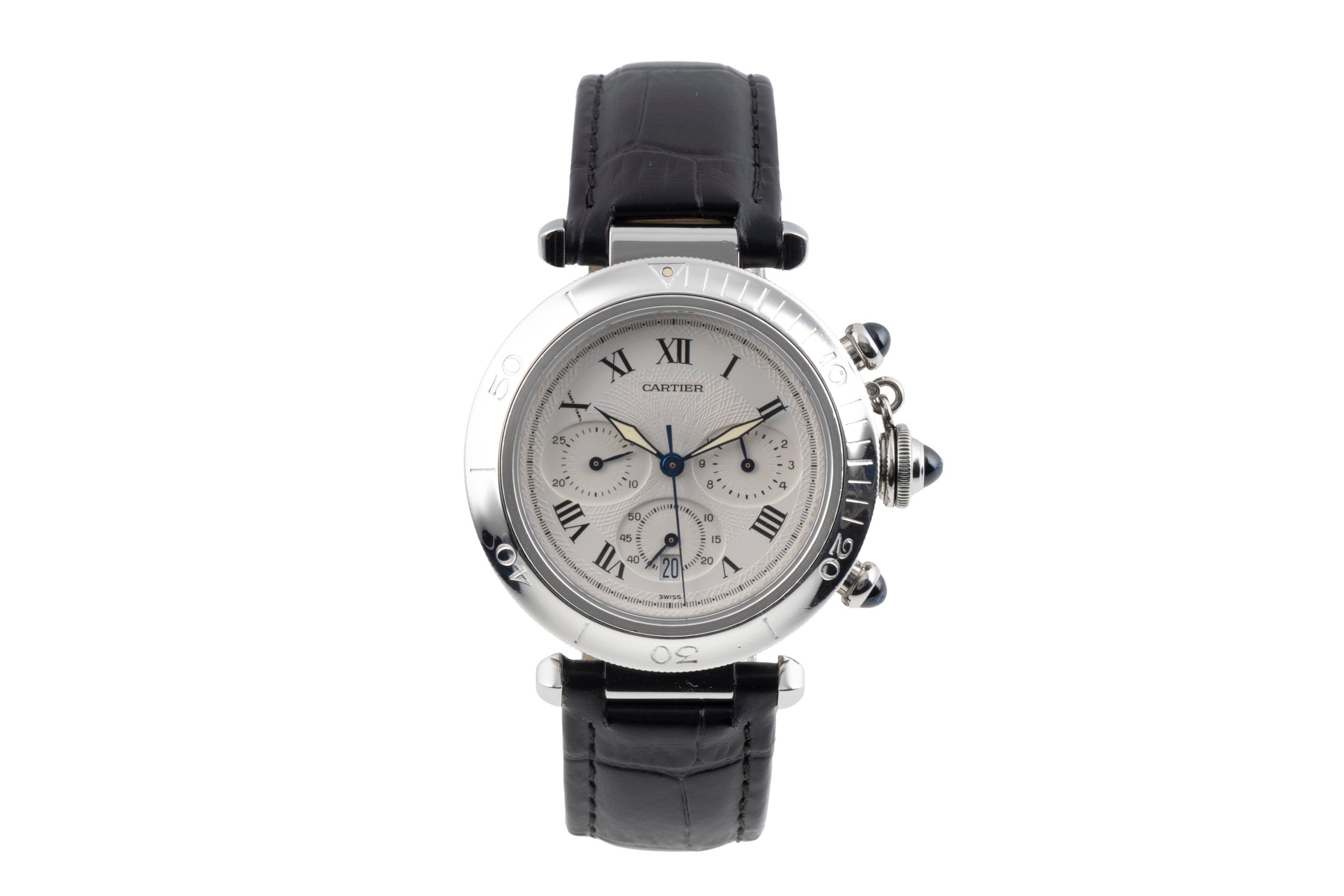 Cartier Pasha chronograph steel quartz men's watch W3101855  [2603612]