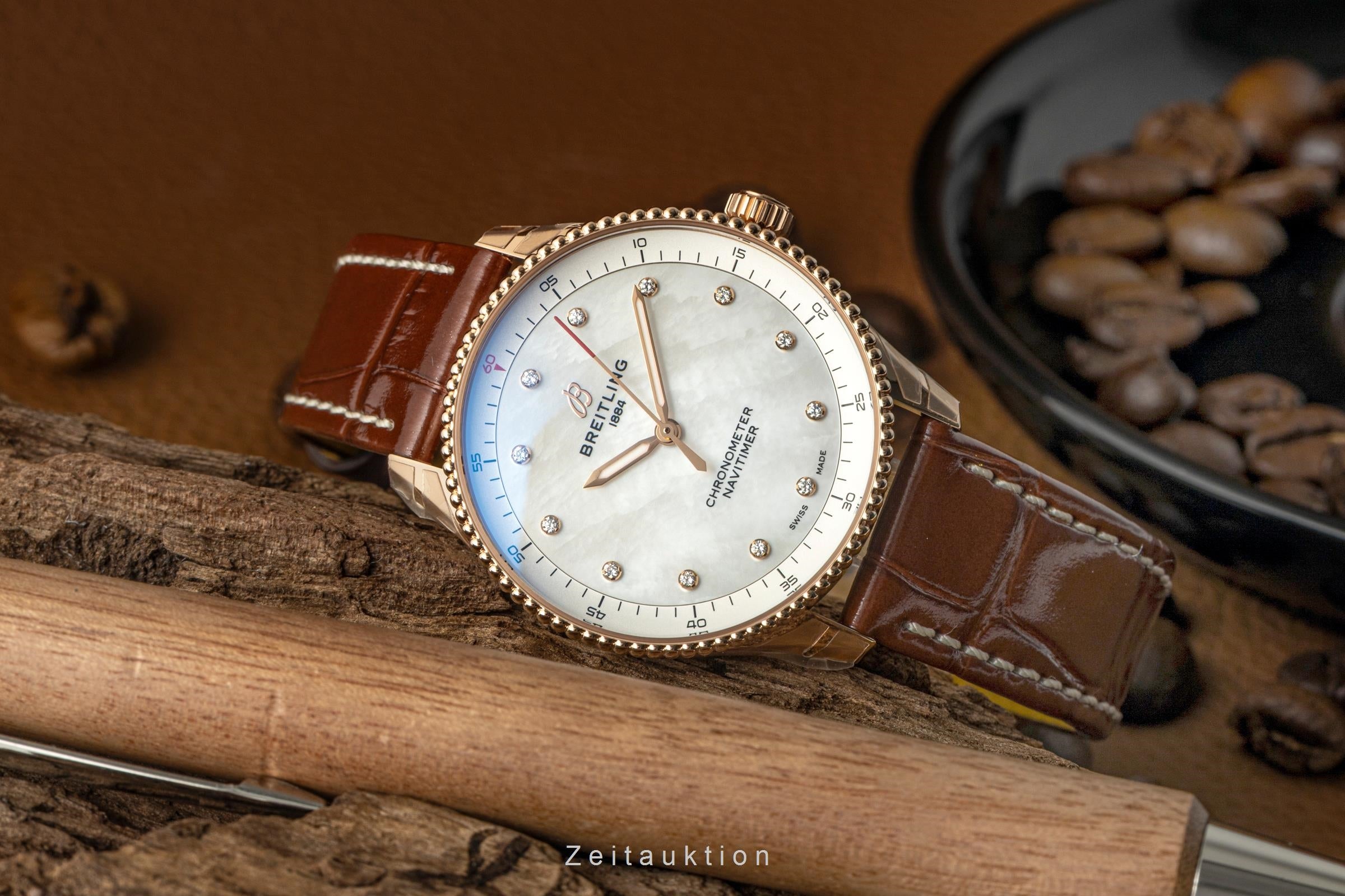 Breitling Navitimer 18 ct red gold quartz Kal. B77 Ref