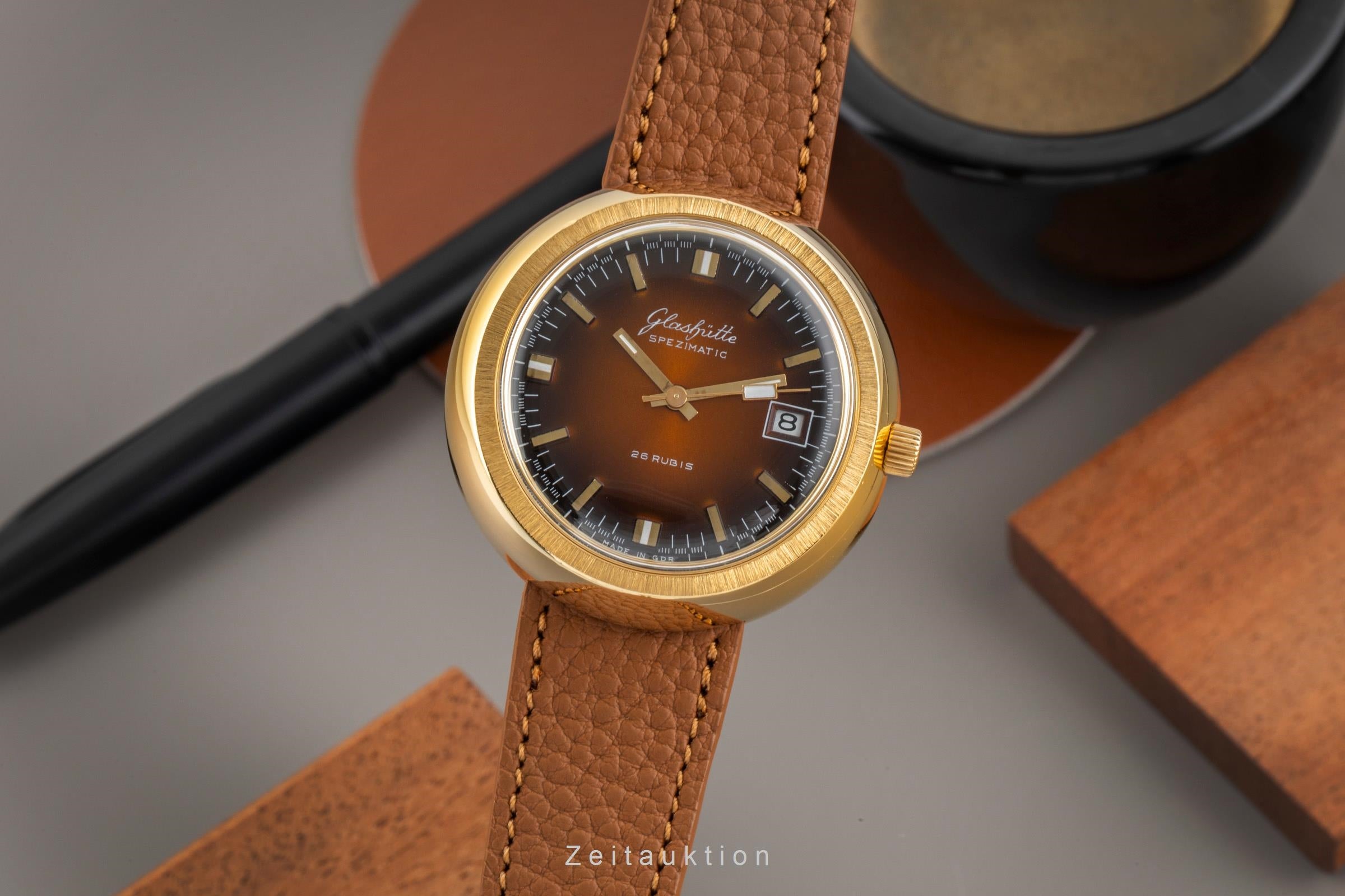 Glashütte Spezimatic latón bañado en oro automático reloj para caballeros Vintage  [2603803]