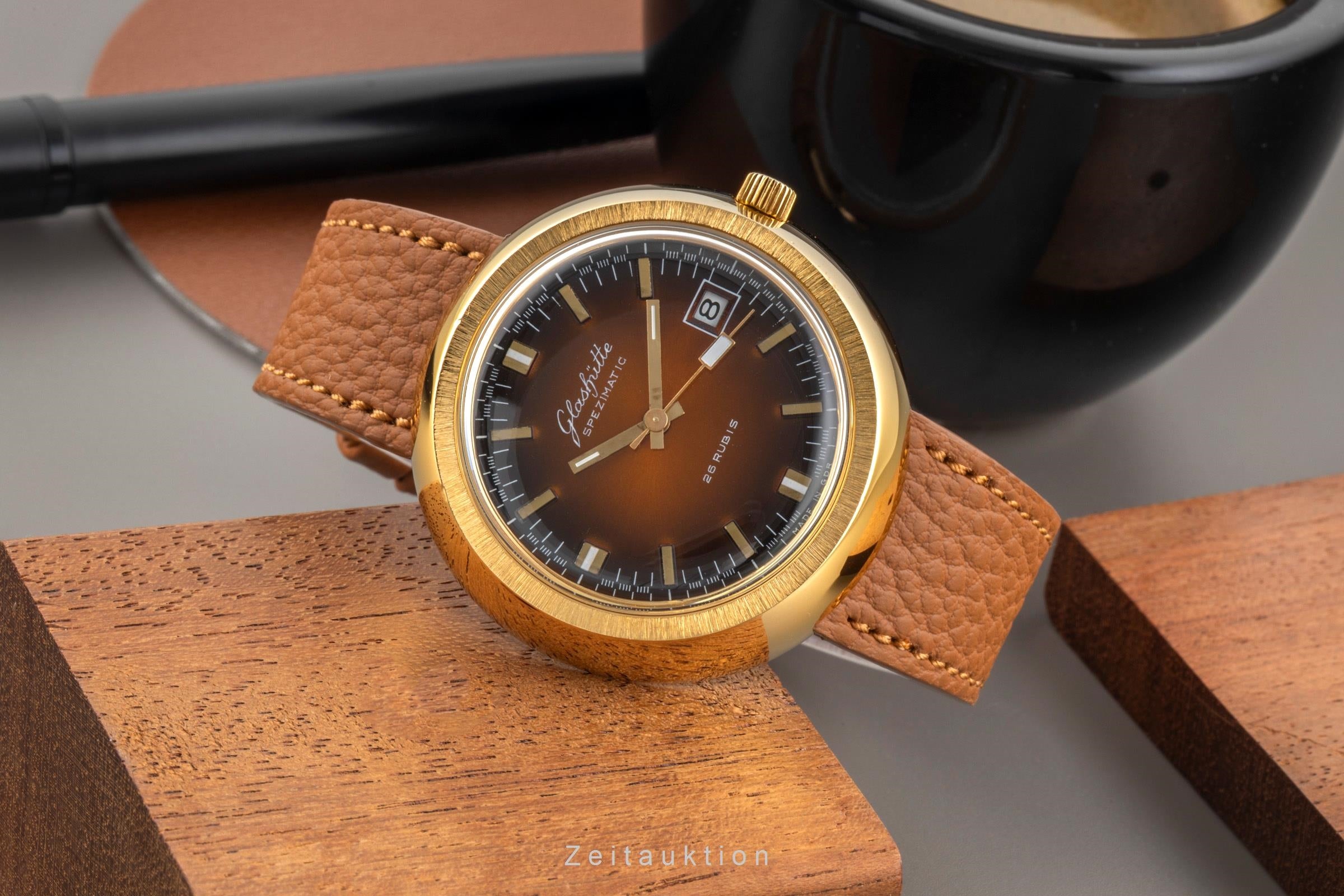 Glashütte Spezimatic latón bañado en oro automático reloj para caballeros Vintage  [2603803]