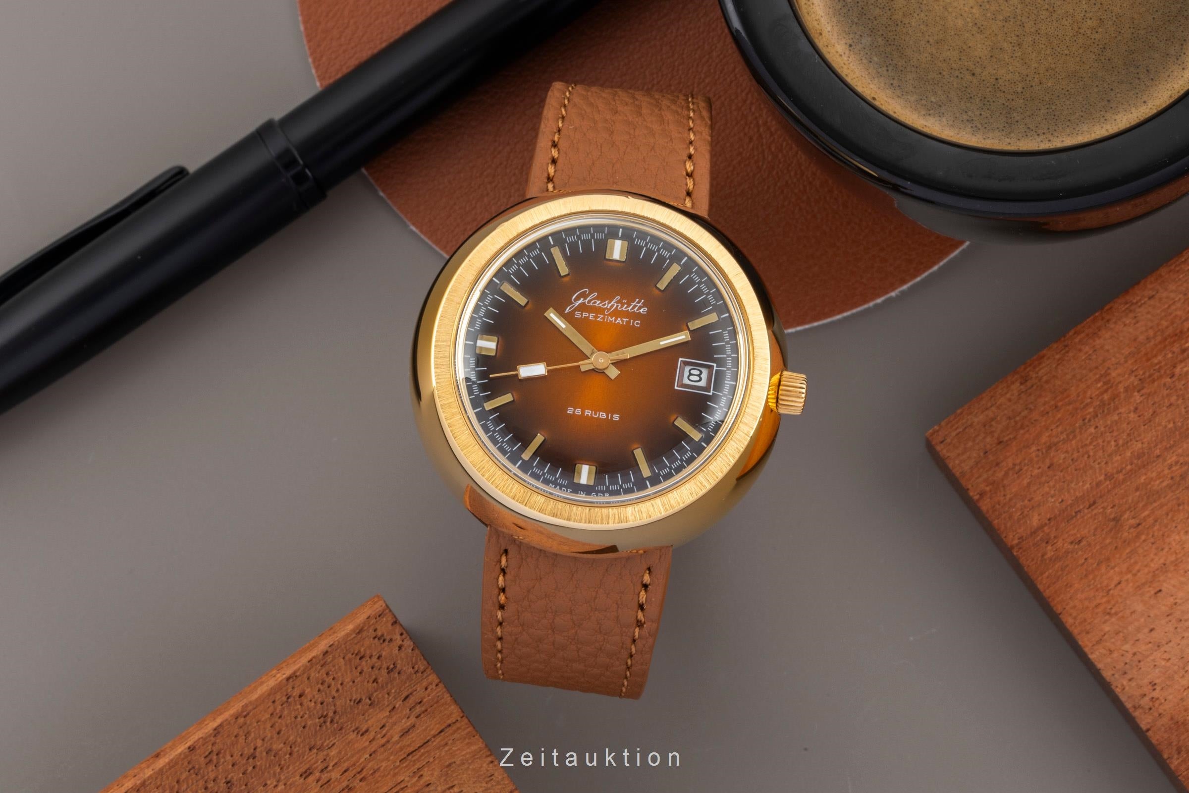 Glashütte Spezimatic latón bañado en oro automático reloj para caballeros Vintage  [2603803]