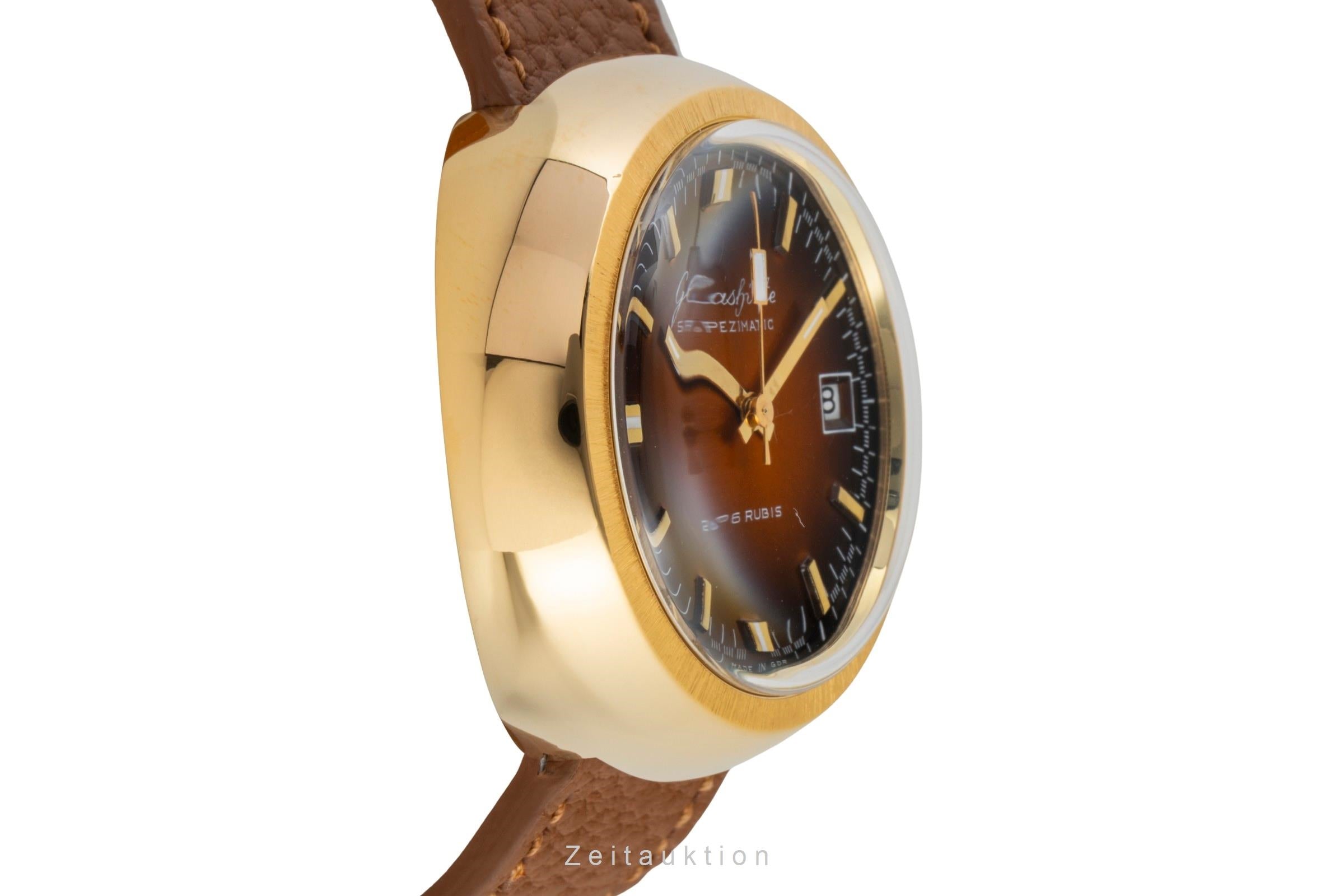 Glashütte Spezimatic latón bañado en oro automático reloj para caballeros Vintage  [2603803]