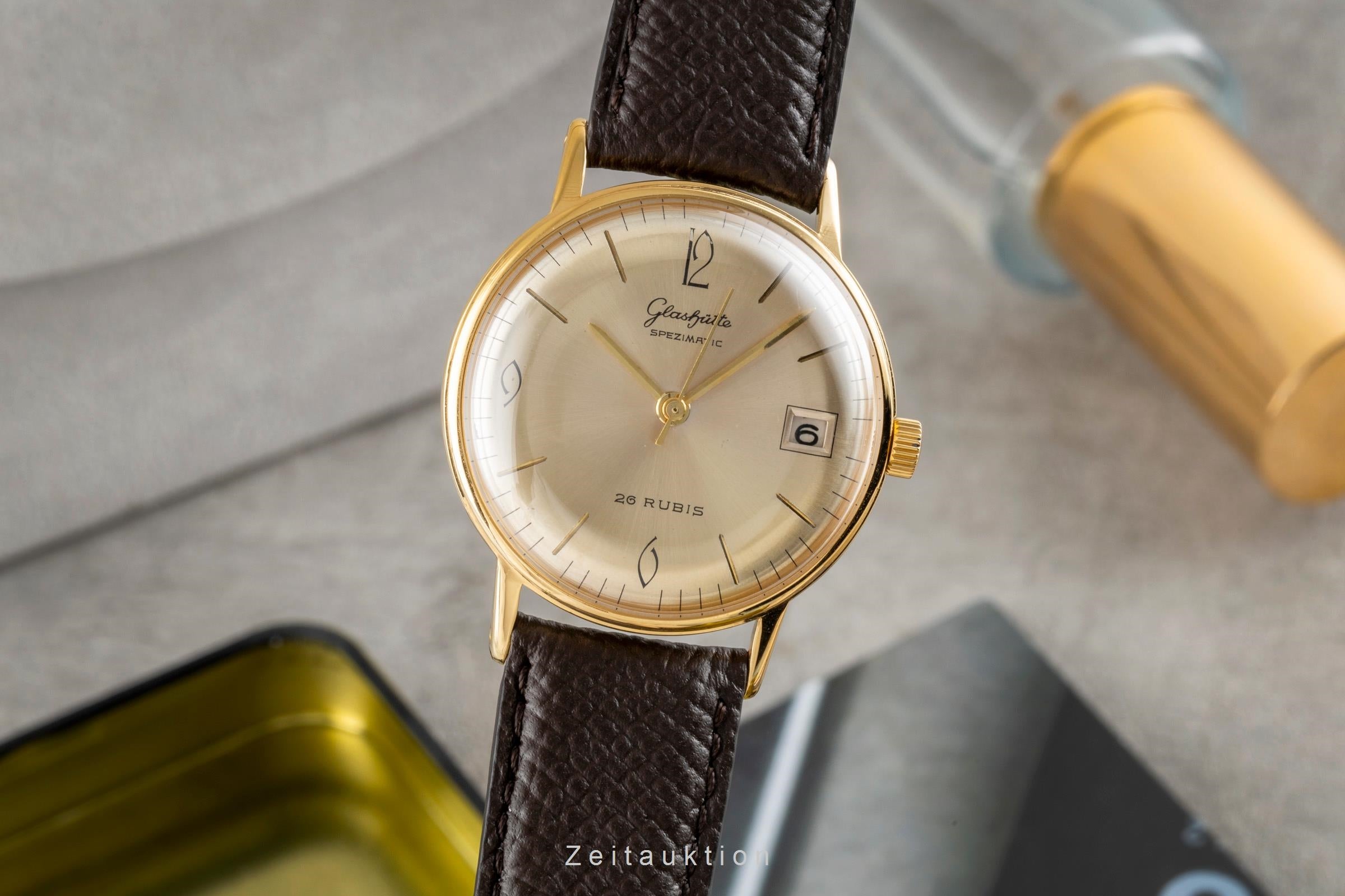 Glashütte Spezimatic latón bañado en oro automático reloj para caballeros Vintage  [2603804]