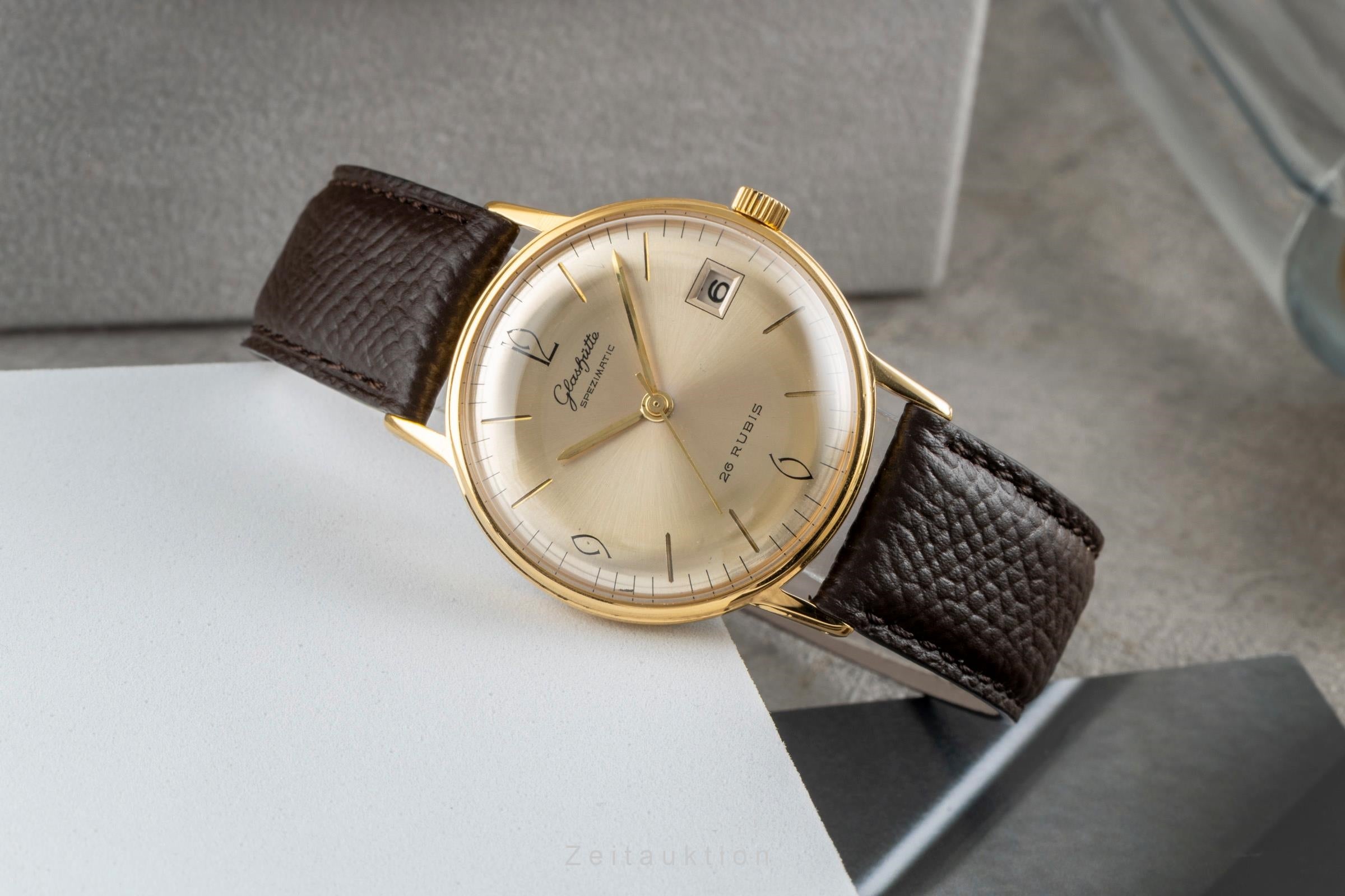 Glashütte Spezimatic latón bañado en oro automático reloj para caballeros Vintage  [2603804]