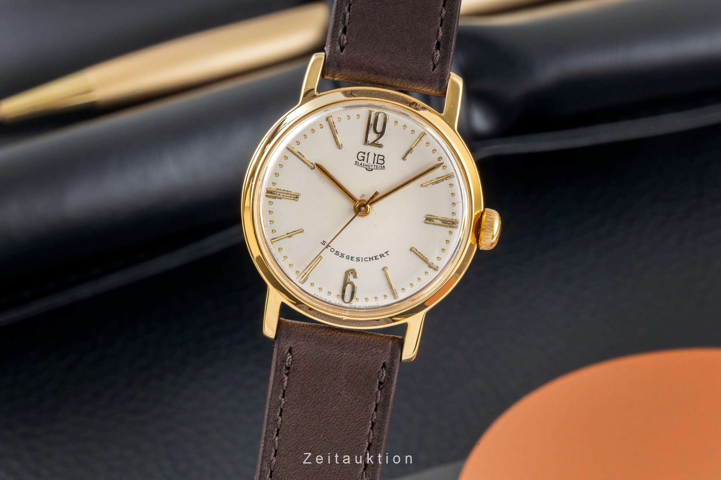Glashütte latón bañado en oro cuerda manual reloj para caballeros Vintage  [2603817]