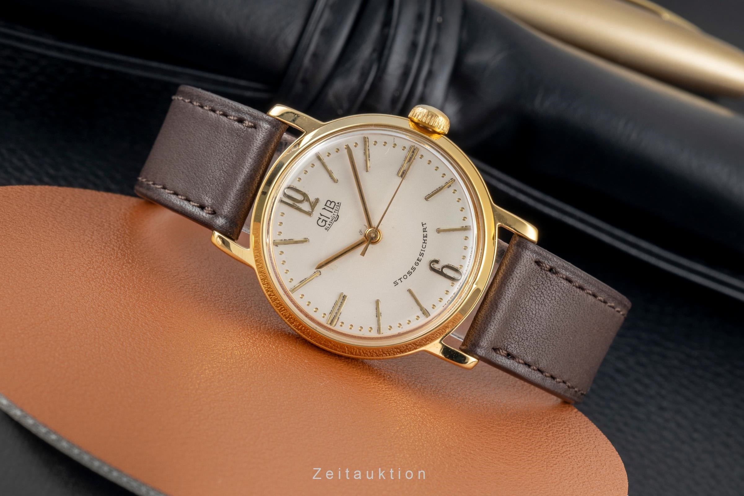 Glashütte latón bañado en oro cuerda manual reloj para caballeros Vintage  [2603817]