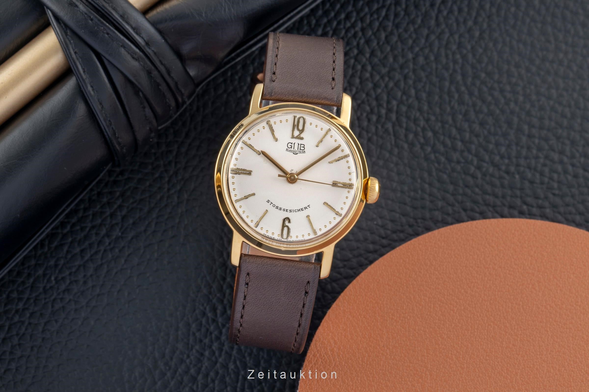 Glashütte latón bañado en oro cuerda manual reloj para caballeros Vintage  [2603817]