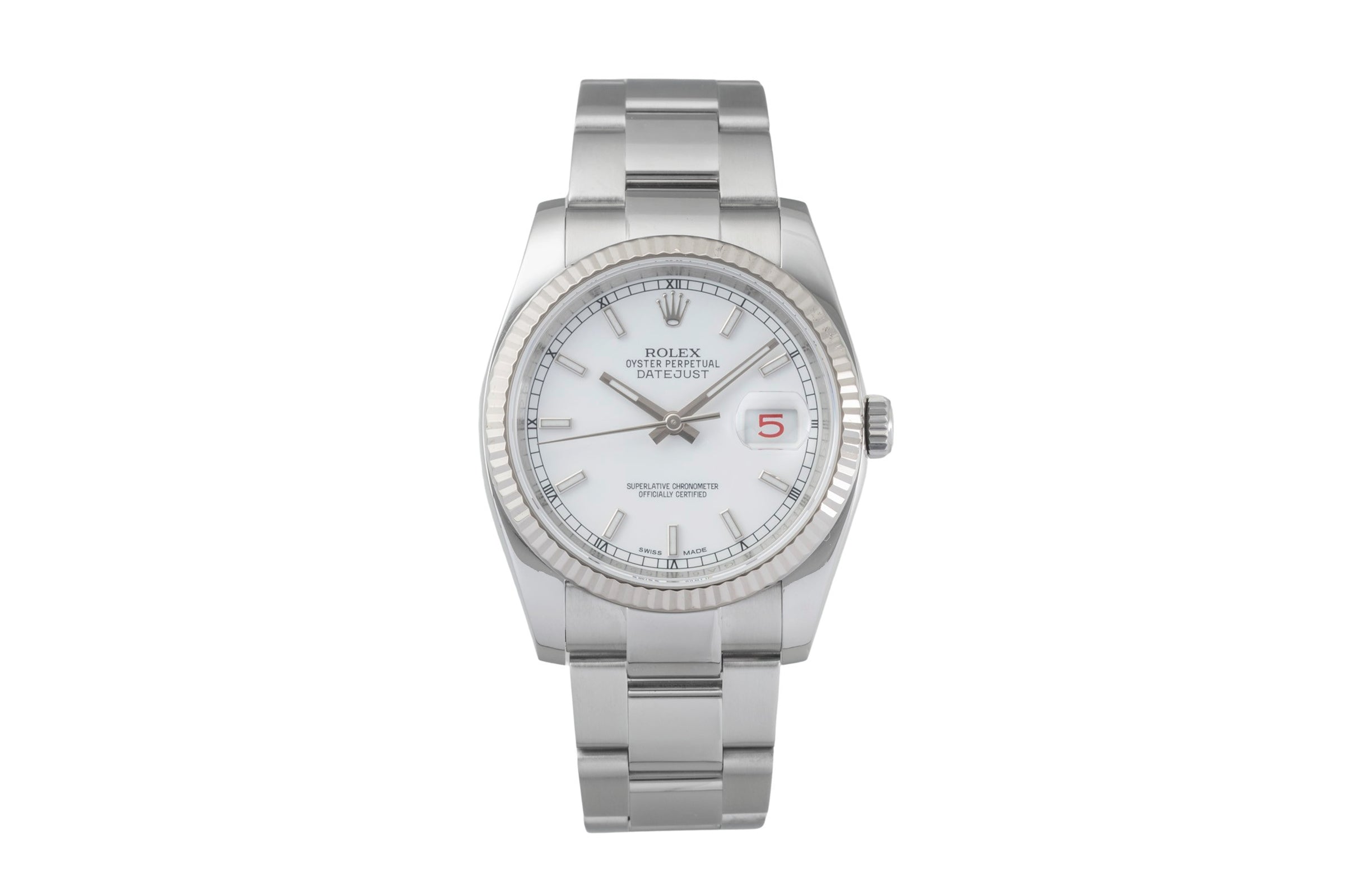 Rolex Datejust 36 White Dial Stahl / Gold Automatik Herrenuhr Ref 116234 G-Serie [2603883]