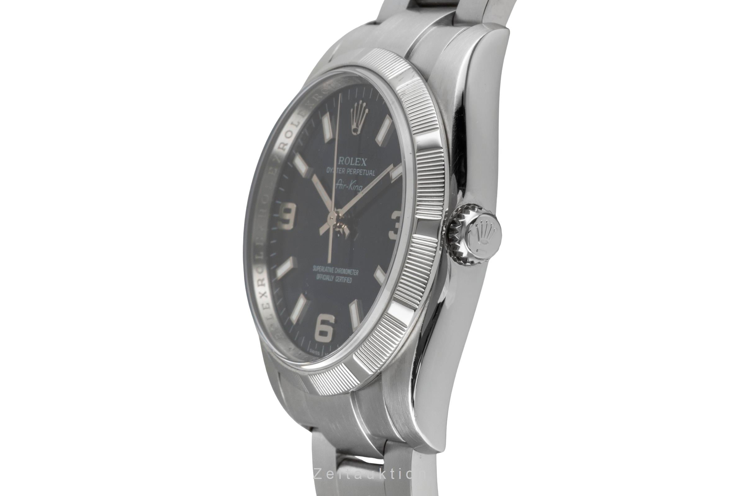 Rolex Air King 3-6-9 Blue Dial Stahl Automatik Herrenuhr Ref 114210 Papiere 2011 [2603896]