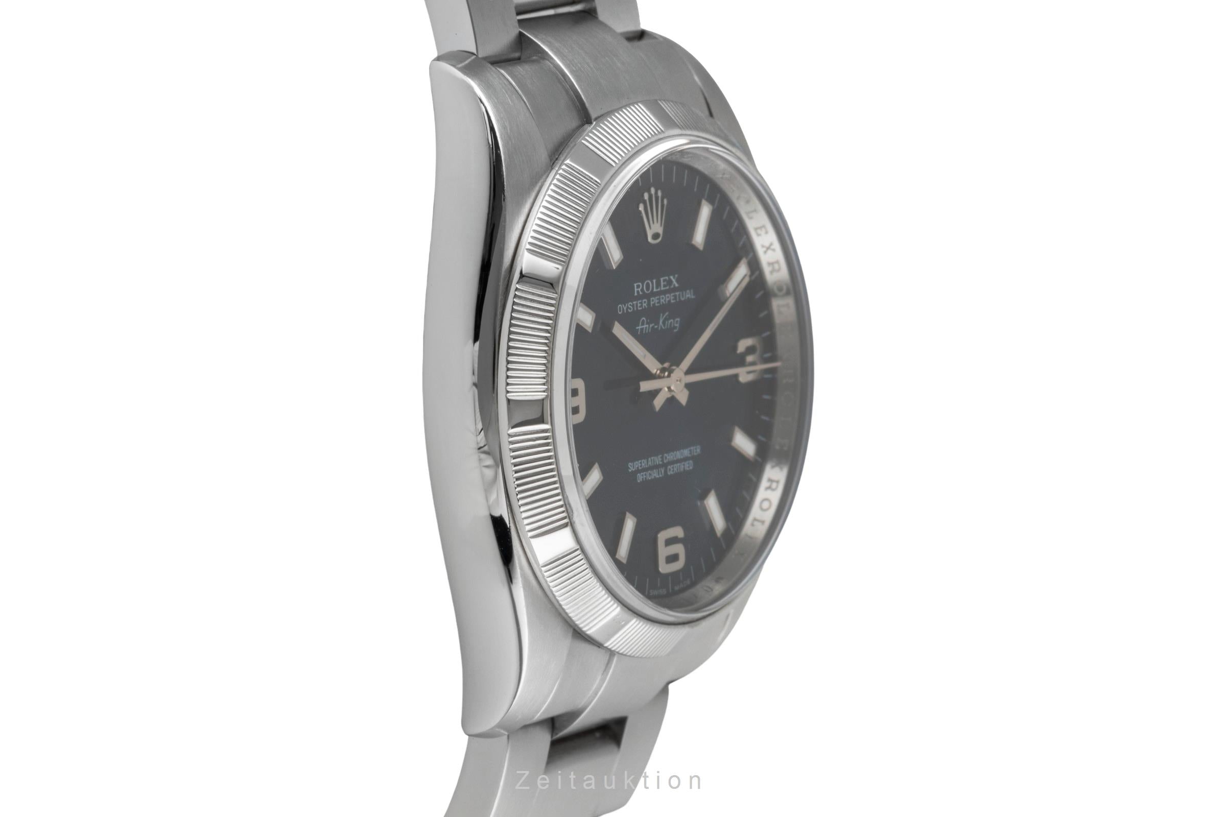 Rolex Air King 3-6-9 Blue Dial Stahl Automatik Herrenuhr Ref 114210 Papiere 2011 [2603896]