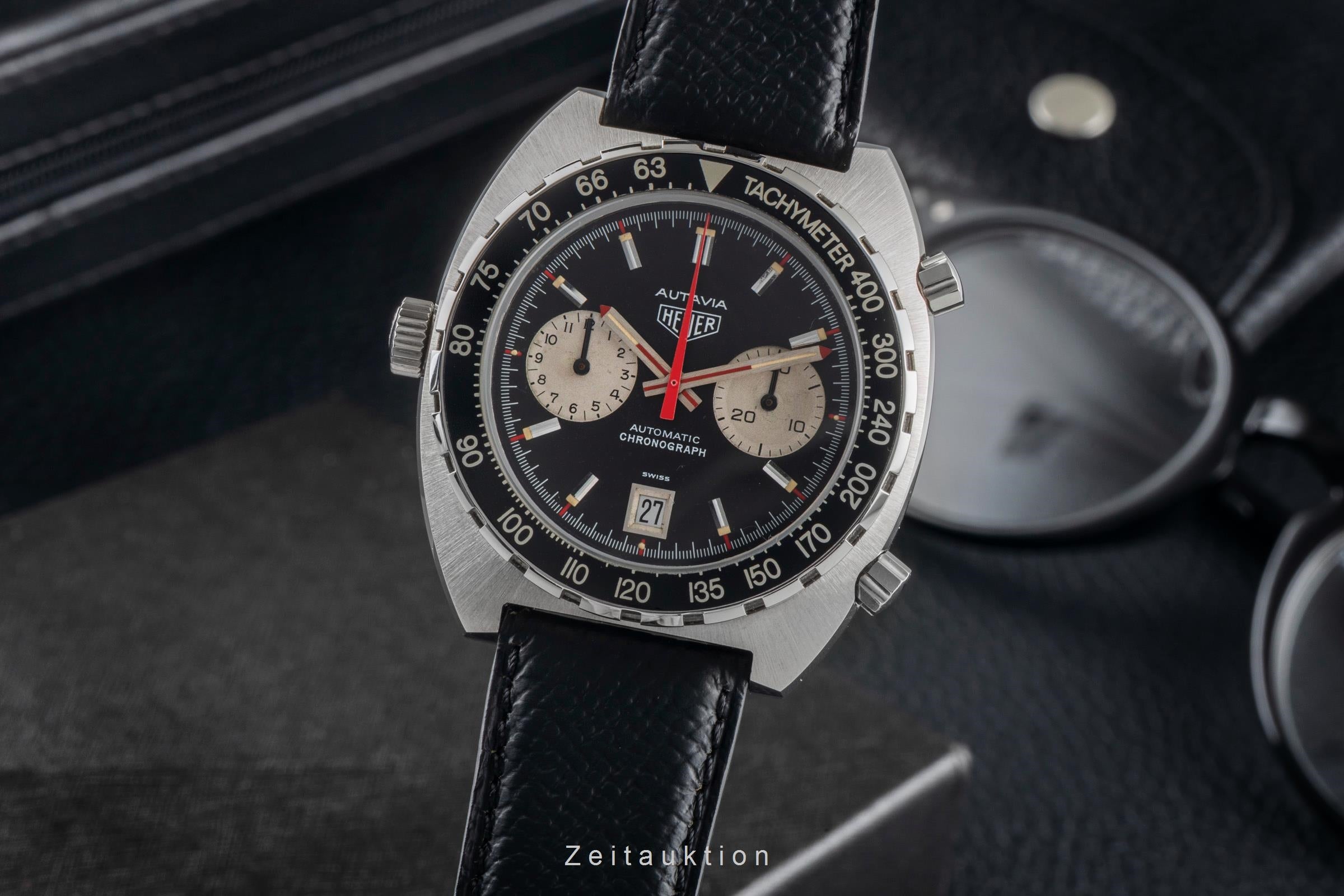 Heuer Autavia chronograph steel automatic men's watch 11063 Vintage  [2603942]