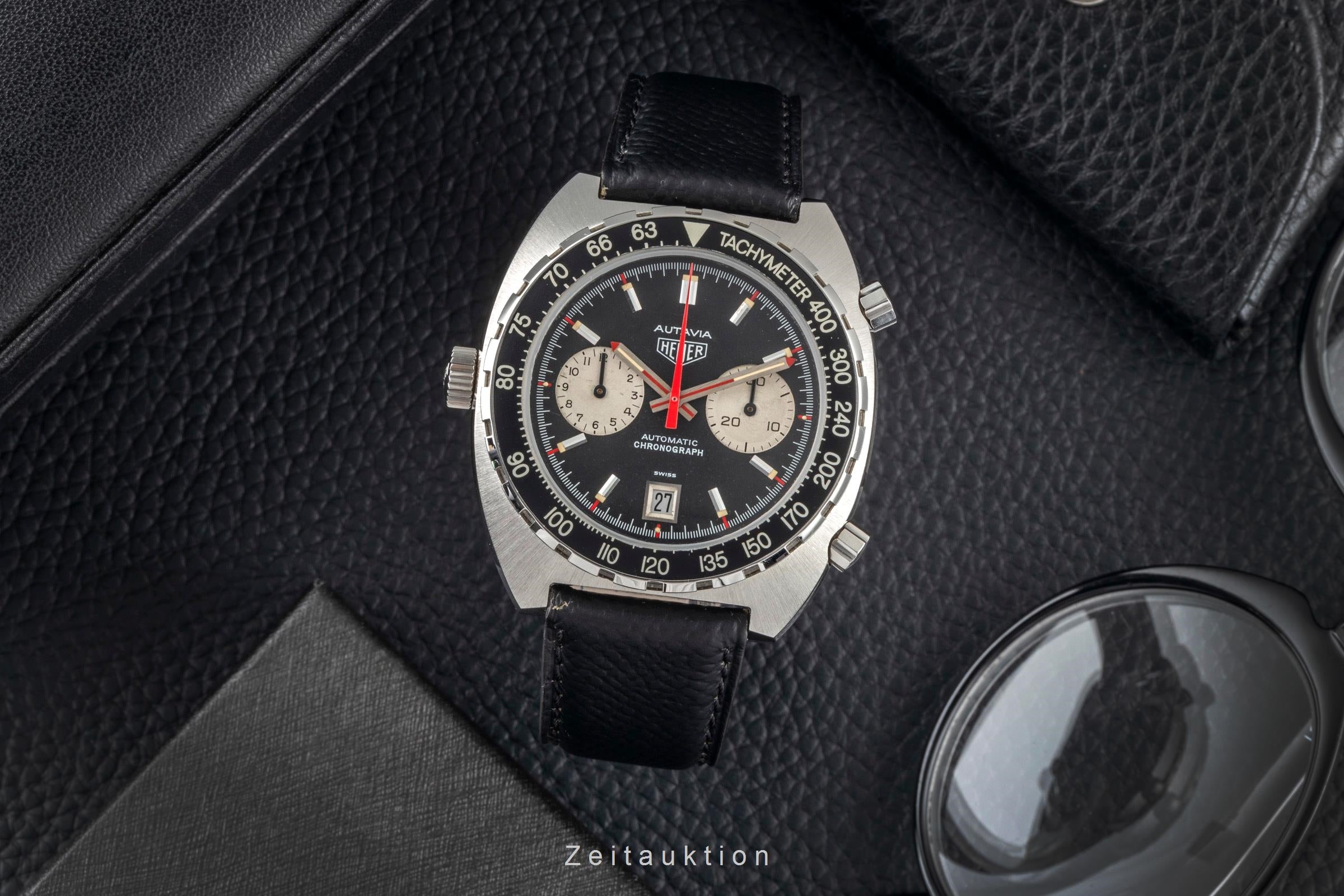Heuer Autavia chronograph steel automatic men's watch 11063 Vintage  [2603942]