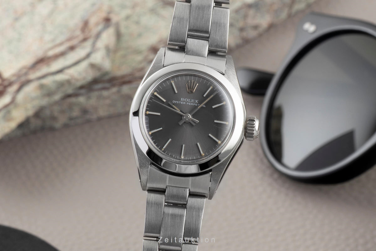 Rolex Oyster Perpetual Grey Dial Stahl Automatik Damenuhr Ref. 6618 Vintage  [2603948]