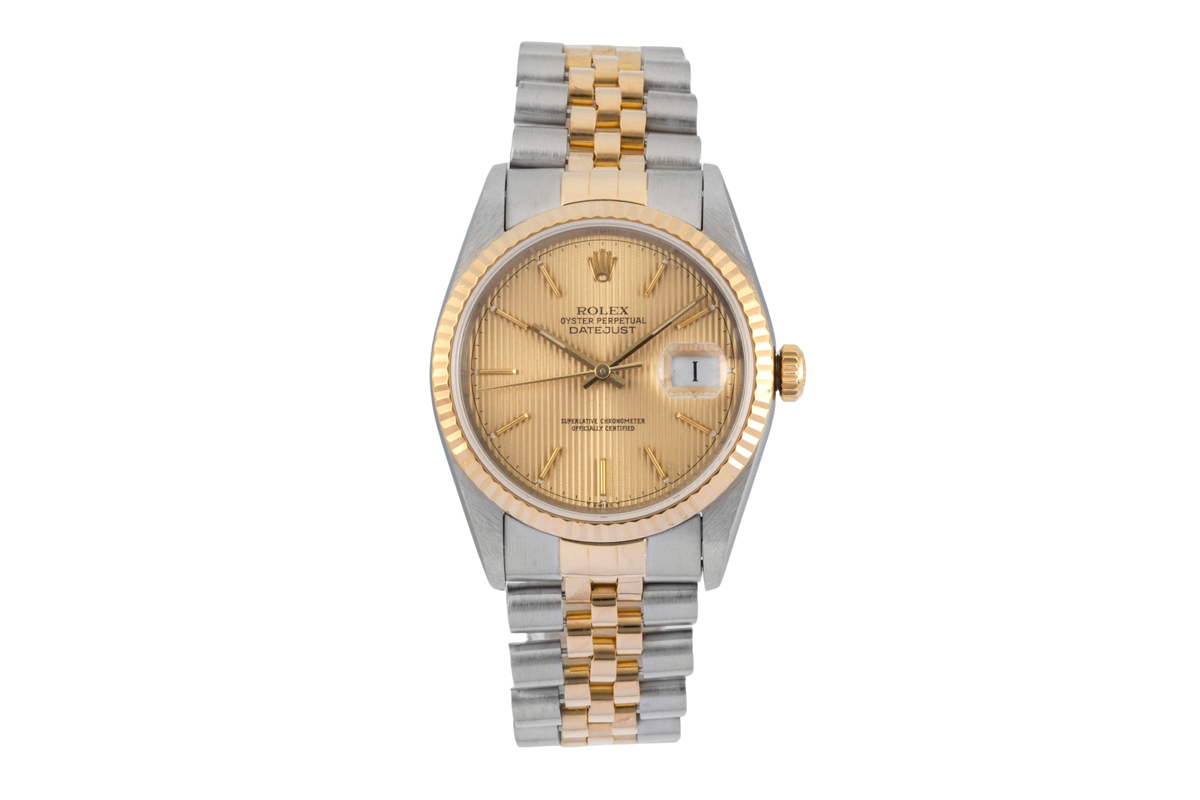 Rolex Datejust 36 Tapestry Dial Stahl Gold Ref. 16233 B&P LC100 Collector´s Set [2603970]