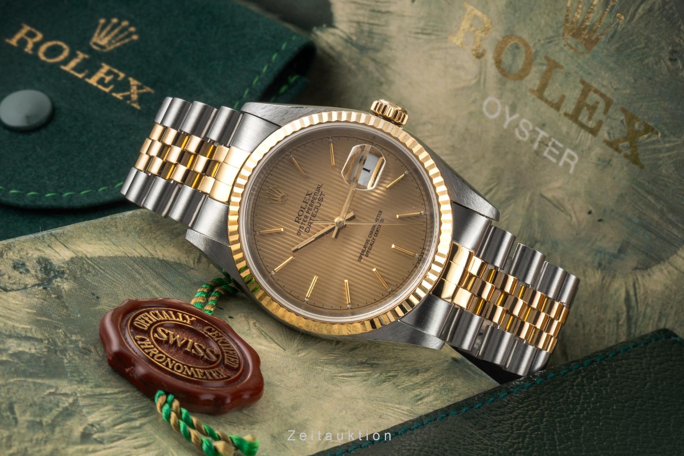 Rolex Datejust 36 Tapestry Dial Stahl Gold Ref. 16233 B&P LC100 Collector´s Set [2603970]