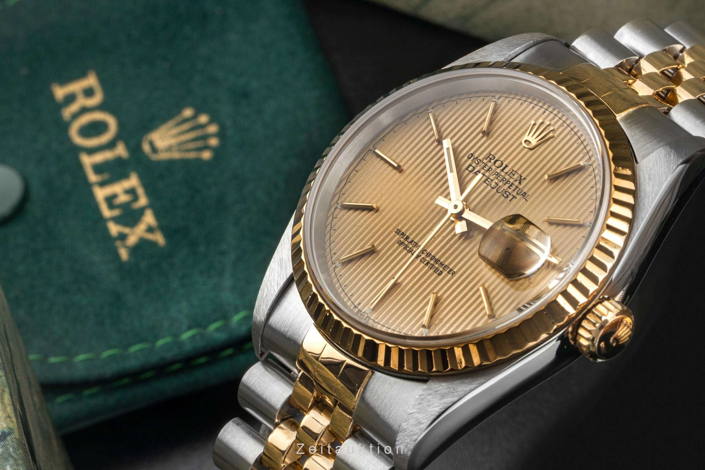 Rolex Datejust 36 Tapestry Dial Stahl Gold Ref. 16233 B&P LC100 Collector´s Set [2603970]