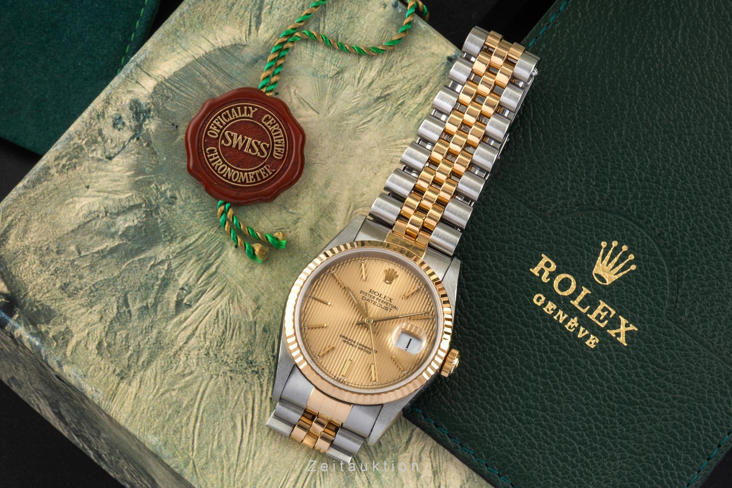 Rolex Datejust 36 Tapestry Dial Stahl Gold Ref. 16233 B&P LC100 Collector´s Set [2603970]