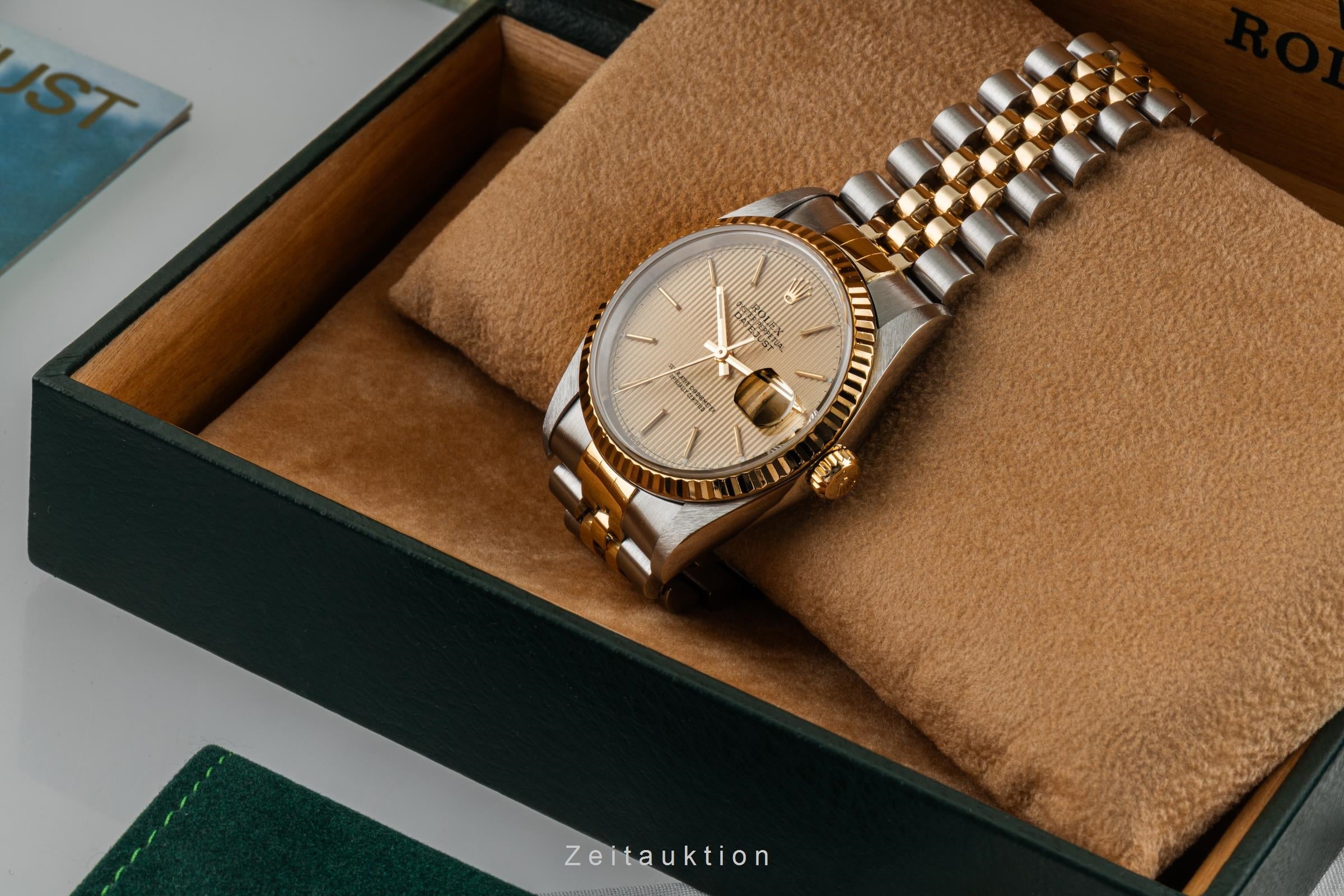 Rolex Datejust 36 Tapestry Dial Stahl Gold Ref. 16233 B&P LC100 Collector´s Set [2603970]