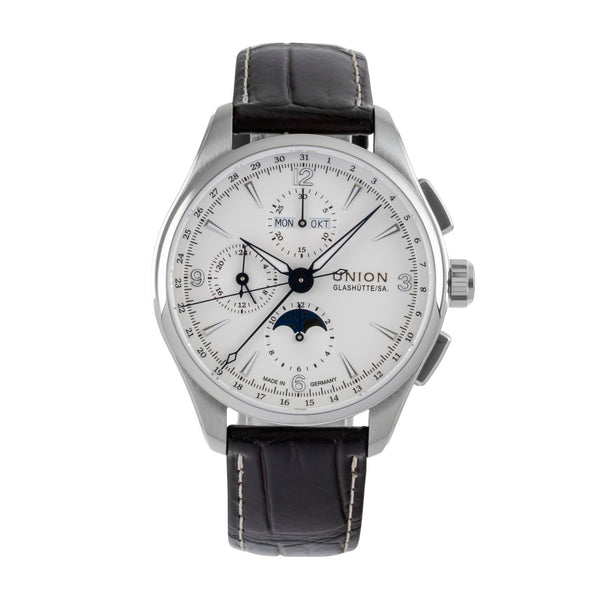 Union Glashütte Belisar cronógrafo acero automático reloj para caballeros D014.425.16.017.00 LP: 3600EUR  [2603982]
