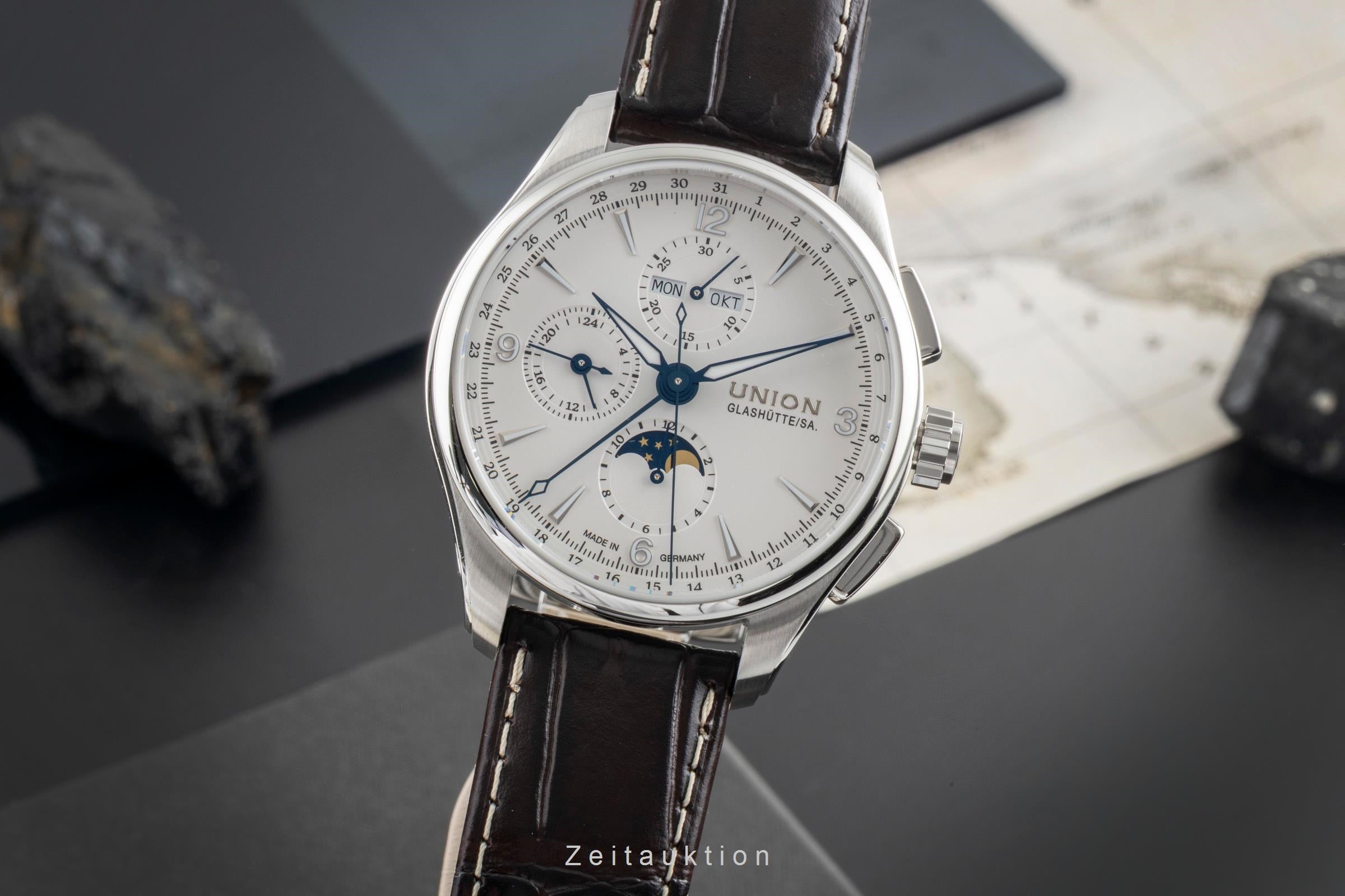 Union Glashütte Belisar cronógrafo acero automático reloj para caballeros D014.425.16.017.00 LP: 3600EUR  [2603982]