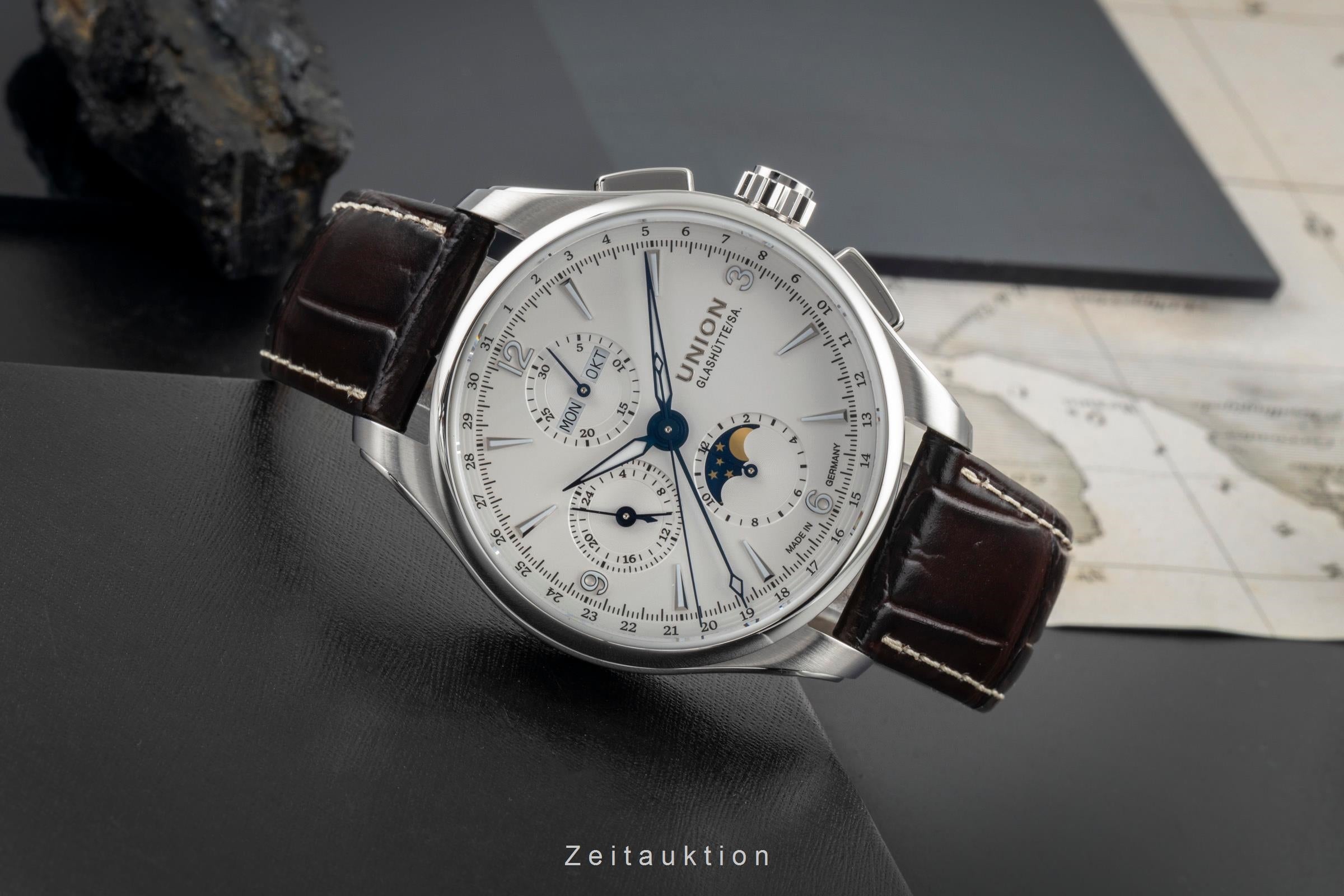 Union Glashütte Belisar cronógrafo acero automático reloj para caballeros D014.425.16.017.00 LP: 3600EUR  [2603982]