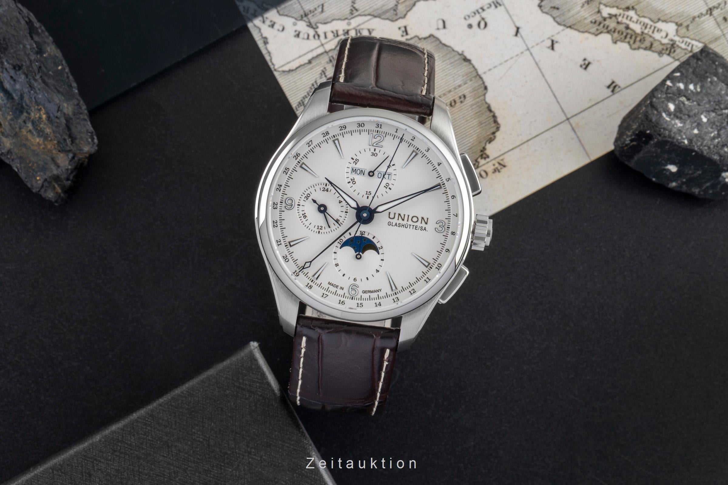 Union Glashütte Belisar cronógrafo acero automático reloj para caballeros D014.425.16.017.00 LP: 3600EUR  [2603982]