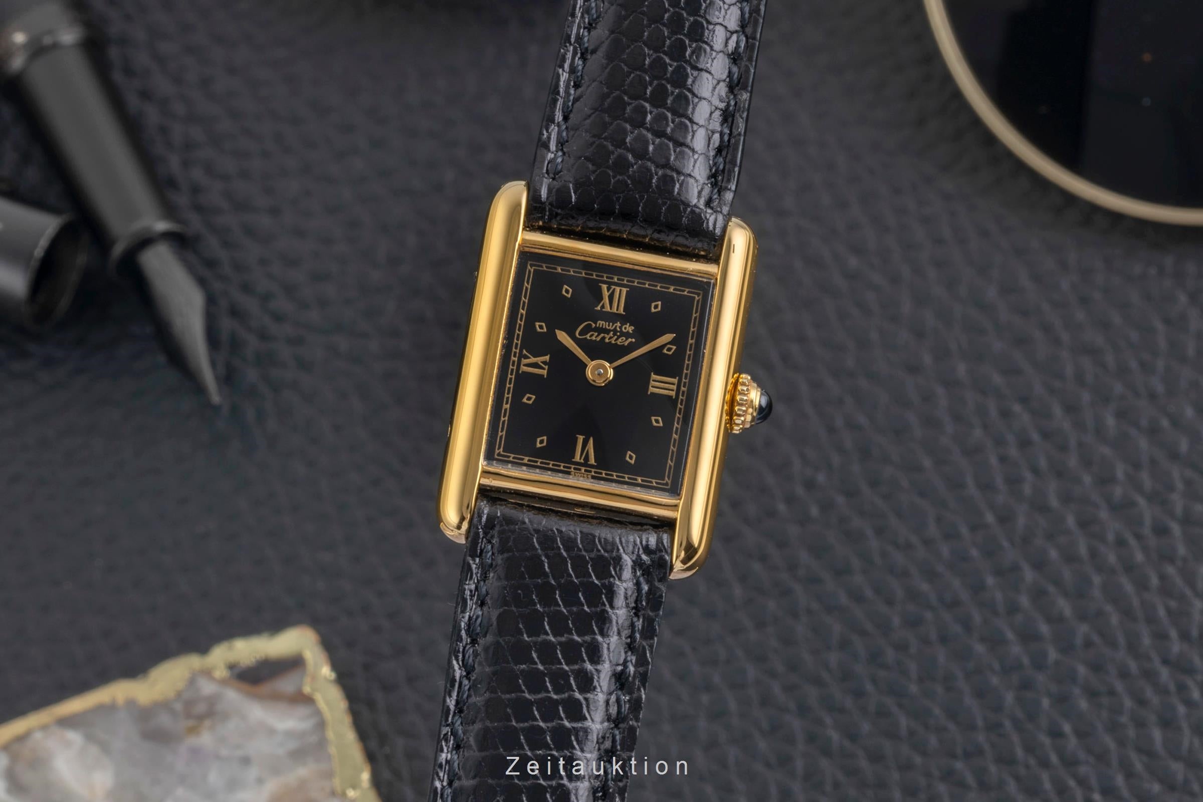 Cartier Tank plata banada en oro cuarzo reloj para damas  5057001  [2603995]