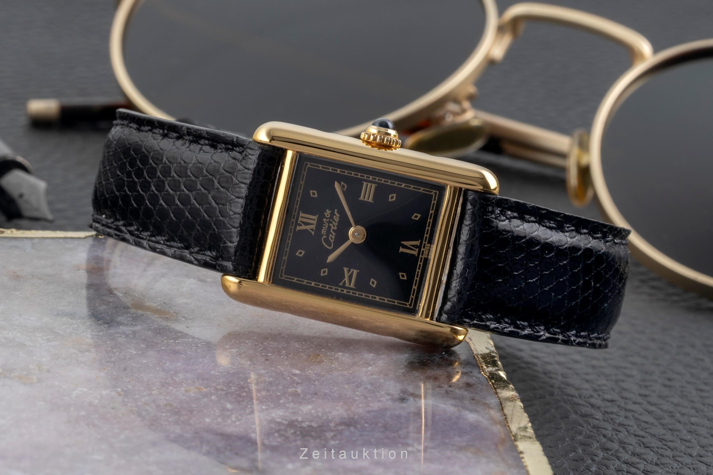 Cartier Tank plata banada en oro cuarzo reloj para damas  5057001  [2603995]