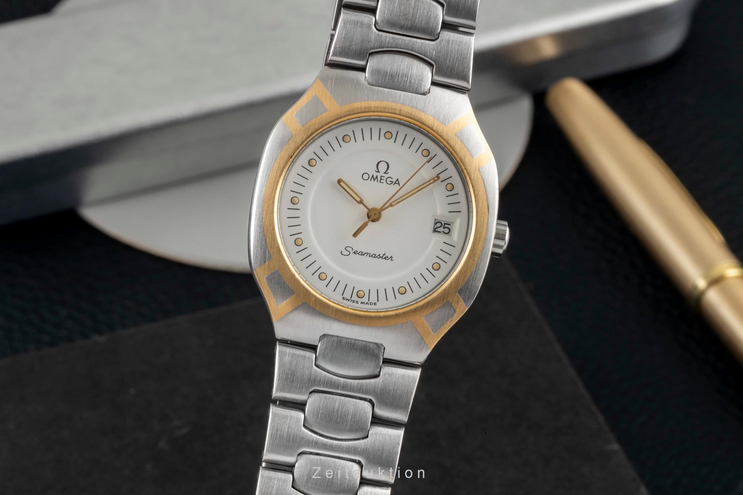 Omega Seamaster acier / or  quartz montre pour hommes 396.1022 Vintage  [2604001]