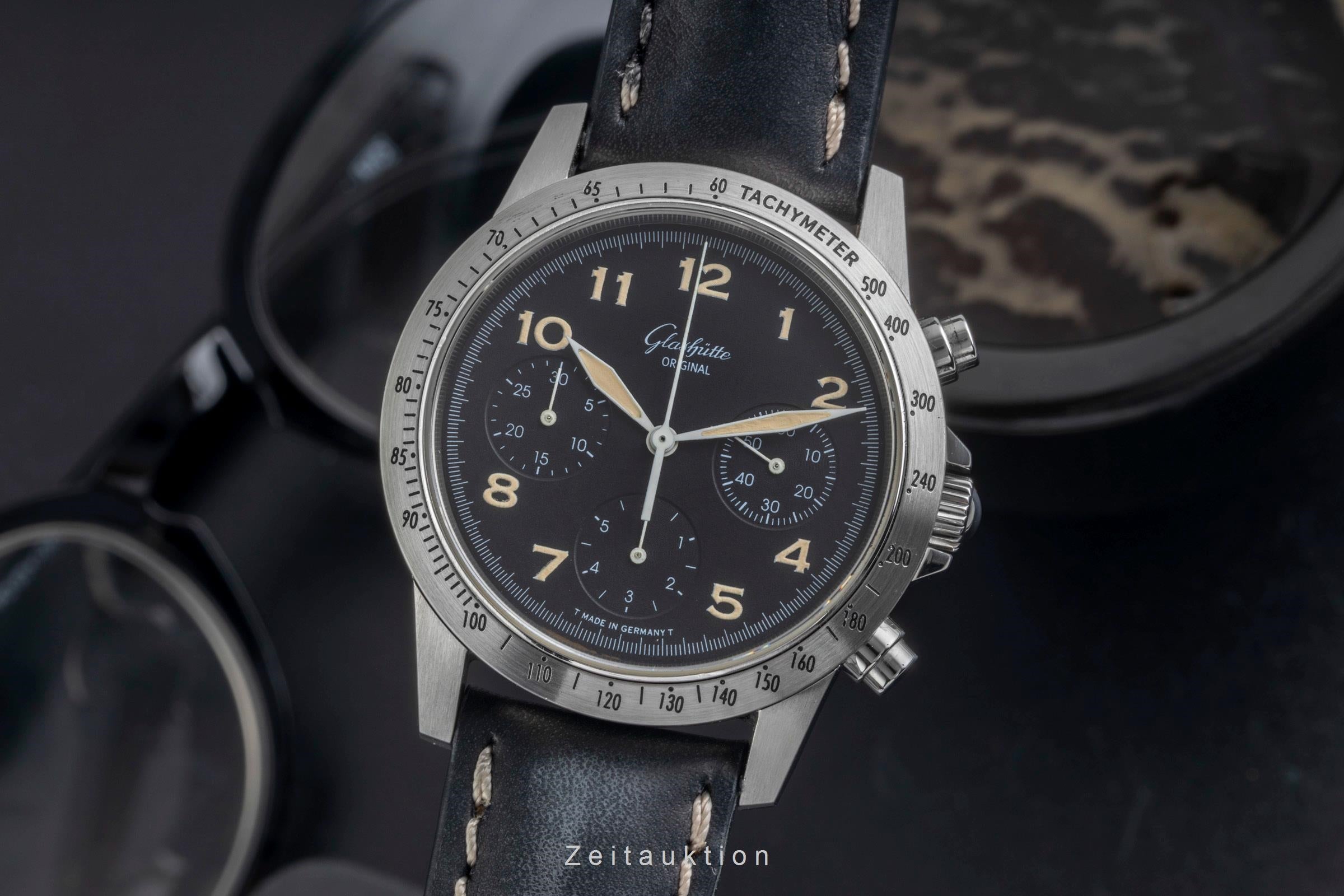 Glashütte Navigator chronograph steel automatic men's watch 10-66-07-07-0  [2604019]