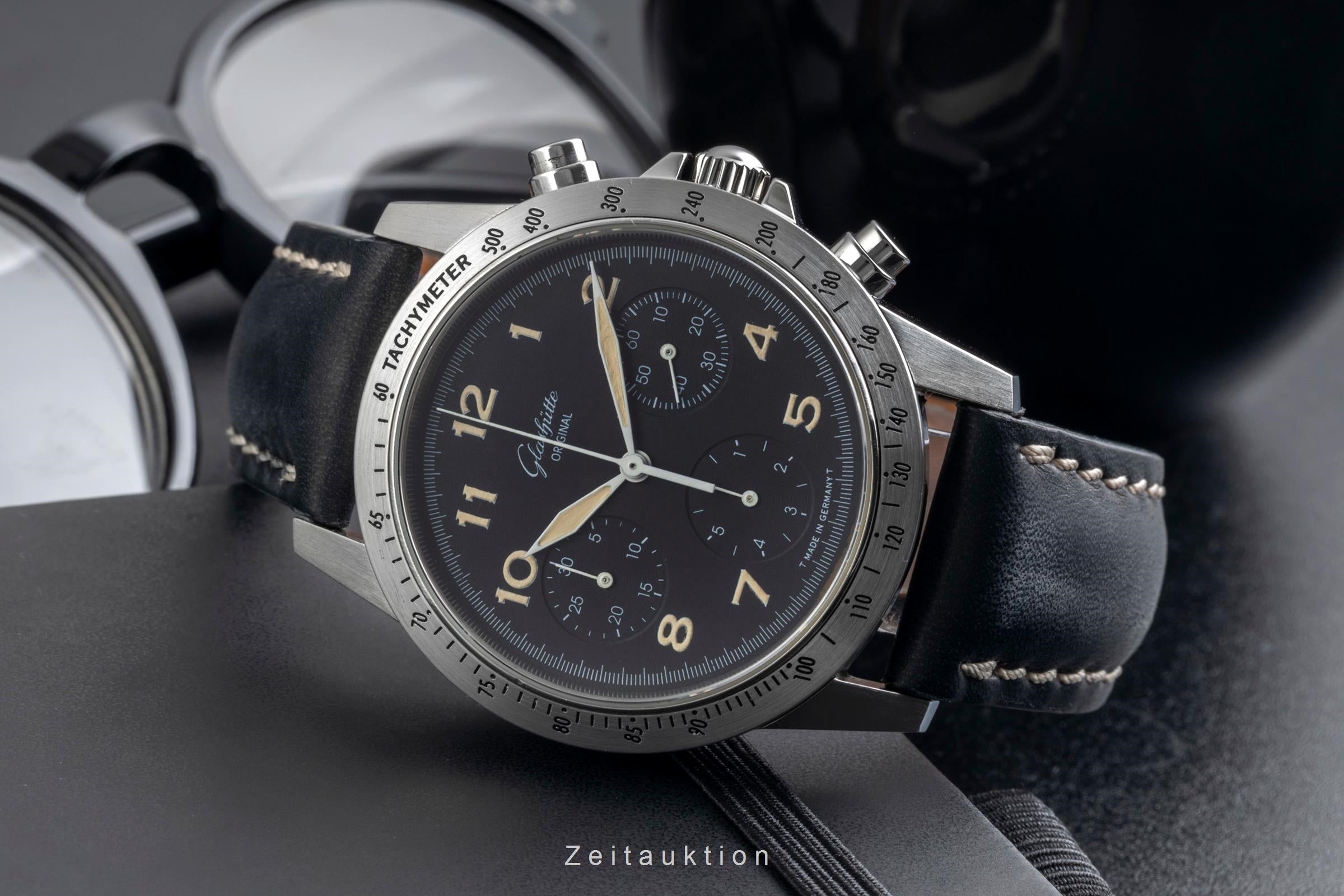 Glashütte Navigator chronograph steel automatic men's watch 10-66-07-07-0  [2604019]