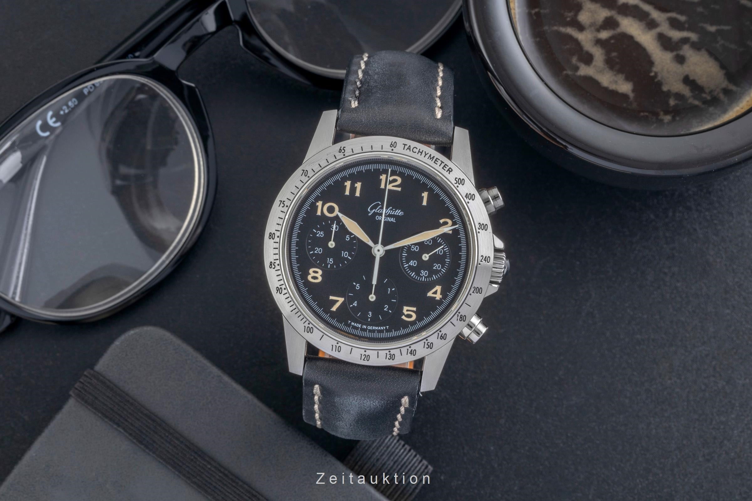 Glashütte Navigator chronograph steel automatic men's watch 10-66-07-07-0  [2604019]