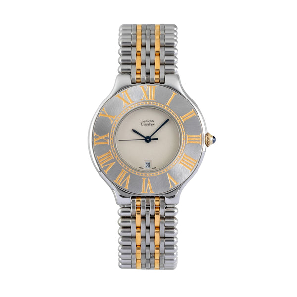 Cartier Must De Cartier 21 XL Stahl / vergoldet Quarz Ref. 9011 Klassiker [2604024]