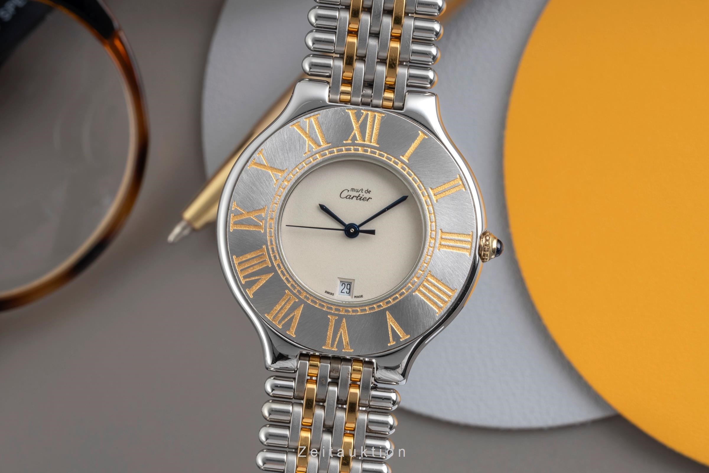 Cartier Must De Cartier 21 XL Stahl / vergoldet Quarz Ref. 9011 Klassiker [2604024]