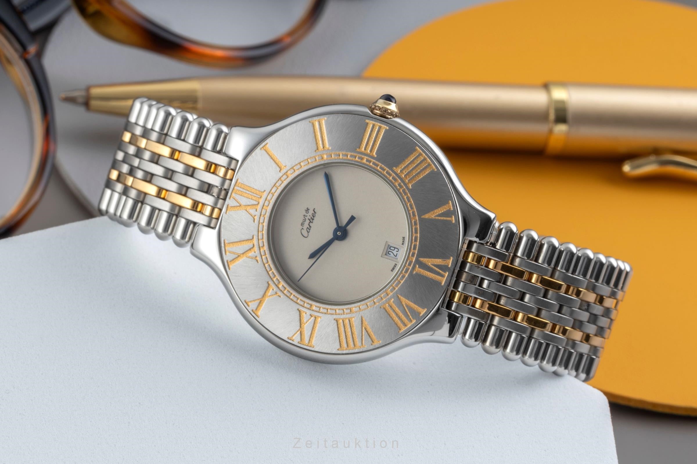 Cartier Must De Cartier 21 XL Stahl / vergoldet Quarz Ref. 9011 Klassiker [2604024]